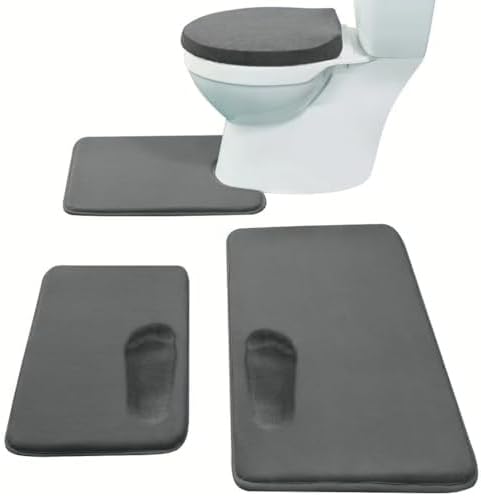 Madeals Memory Foam Bath Mat Set 4 Piece with Toilet Lid Cover and Combo Rug Sage Green