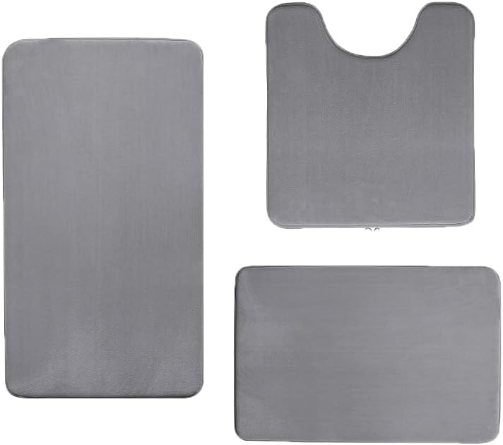 Madeals Memory Foam Bath Mat Set 4 Piece with Toilet Lid Cover and Combo Rug Sage Green