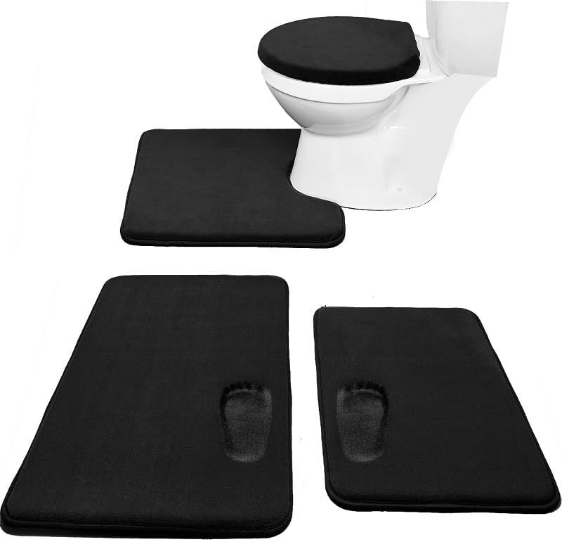 Madeals Memory Foam Bath Mat Set 4 Piece with Toilet Lid Cover and Combo Rug Sage Green