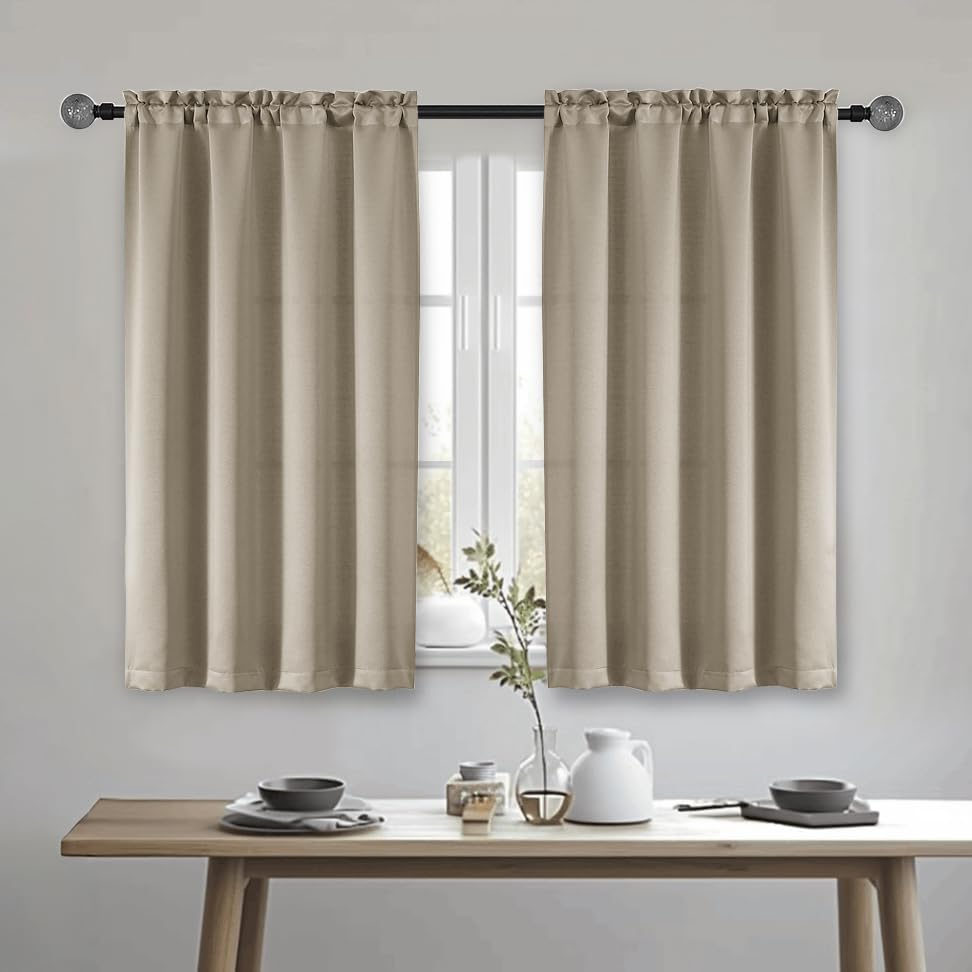 OWENIE Heidi Sage Green Curtains for Living Room 63 Inch Length 2 Panels Set, Light Filtering Solid Curtain for Bedroom, Rod Pocket Window Curtains & Drapes, 2 Pcs Each 40" W 63" L
