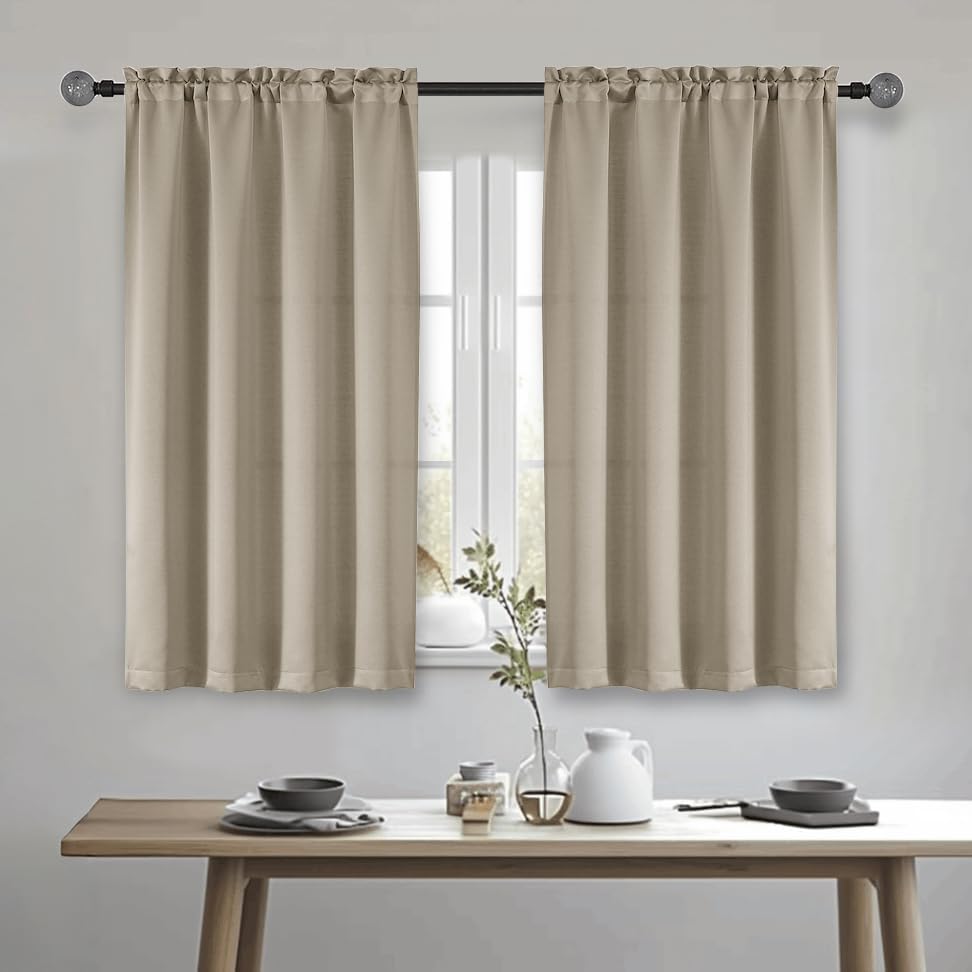 OWENIE Heidi Sage Green Curtains for Living Room 63 Inch Length 2 Panels Set, Light Filtering Solid Curtain for Bedroom, Rod Pocket Window Curtains & Drapes, 2 Pcs Each 40" W 63" L