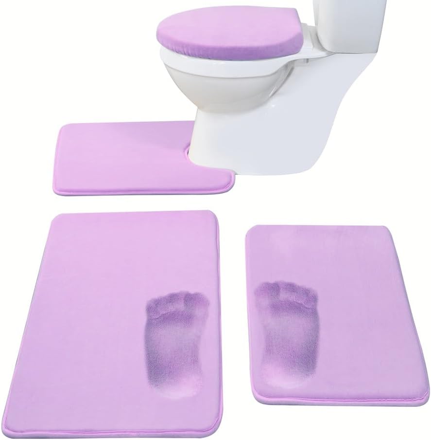 Madeals Memory Foam Bath Mat Set 4 Piece with Toilet Lid Cover and Combo Rug Sage Green