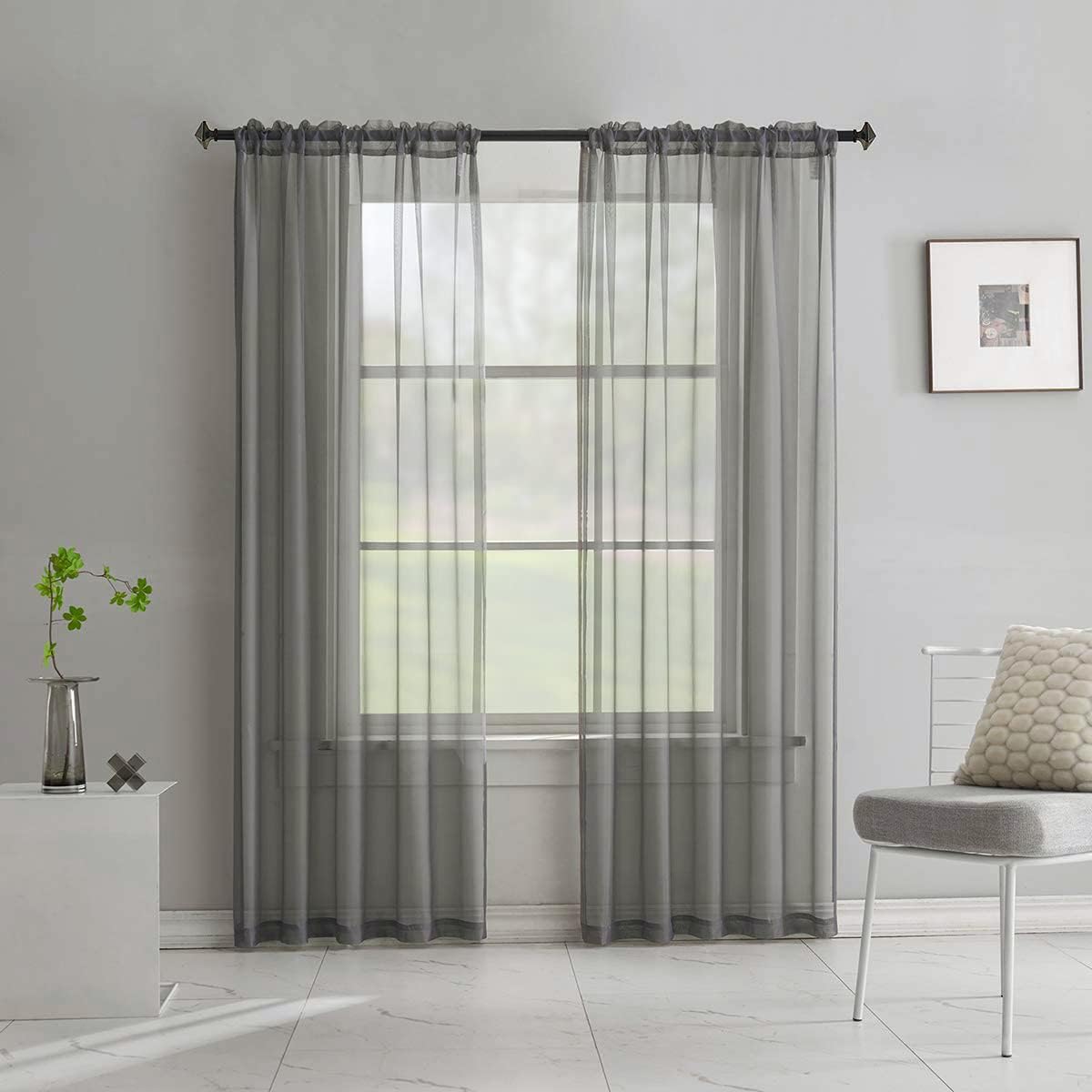 Light Yellow Sheer Voile Curtains Translucent Solid Color Window Treatment 63 Inch Length Panels Rod Pocket Light Yellow Sheers for Bedroom Living Room 2 Panels 52x63