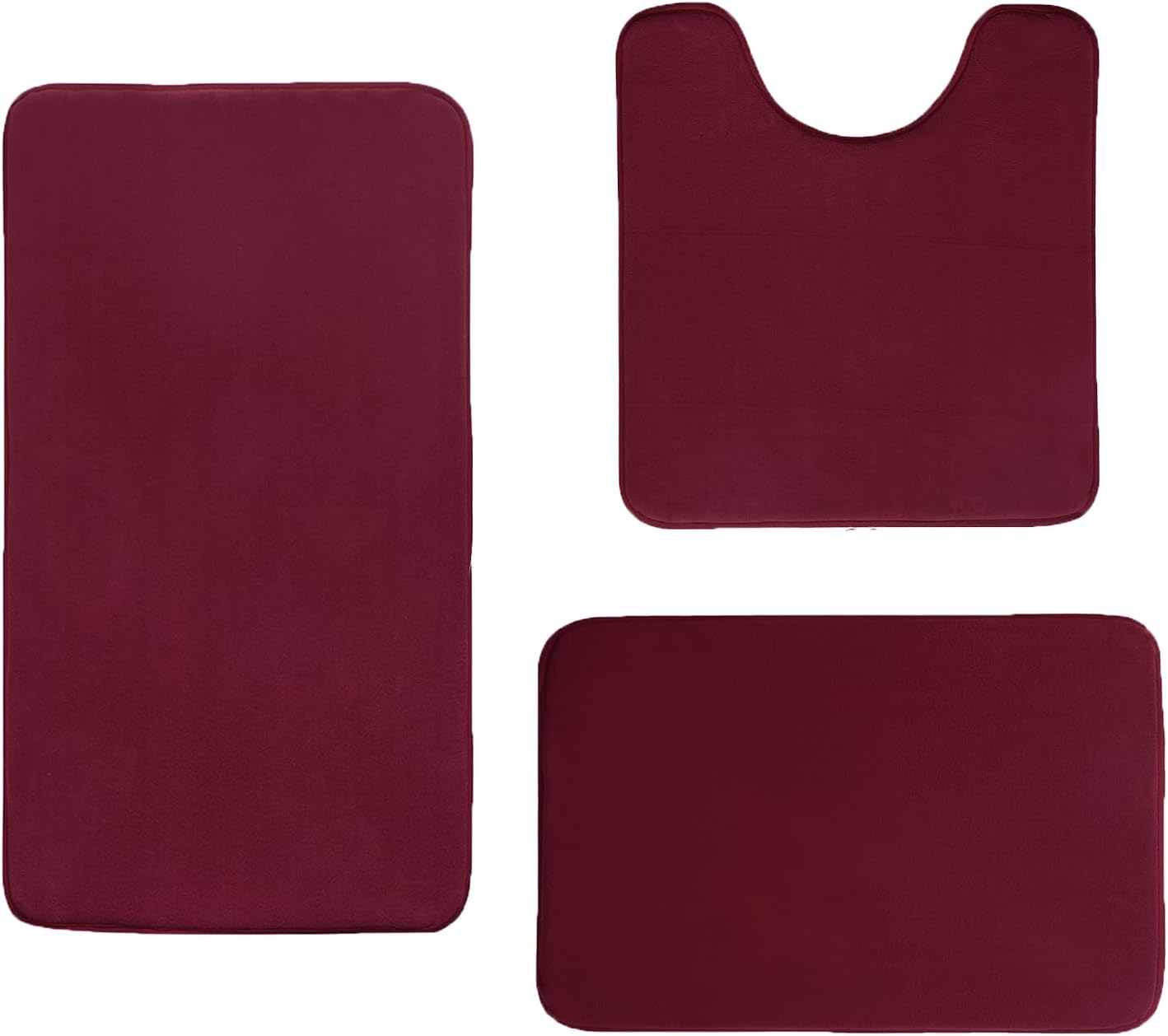 Madeals Memory Foam Bath Mat Set 4 Piece with Toilet Lid Cover and Combo Rug Sage Green