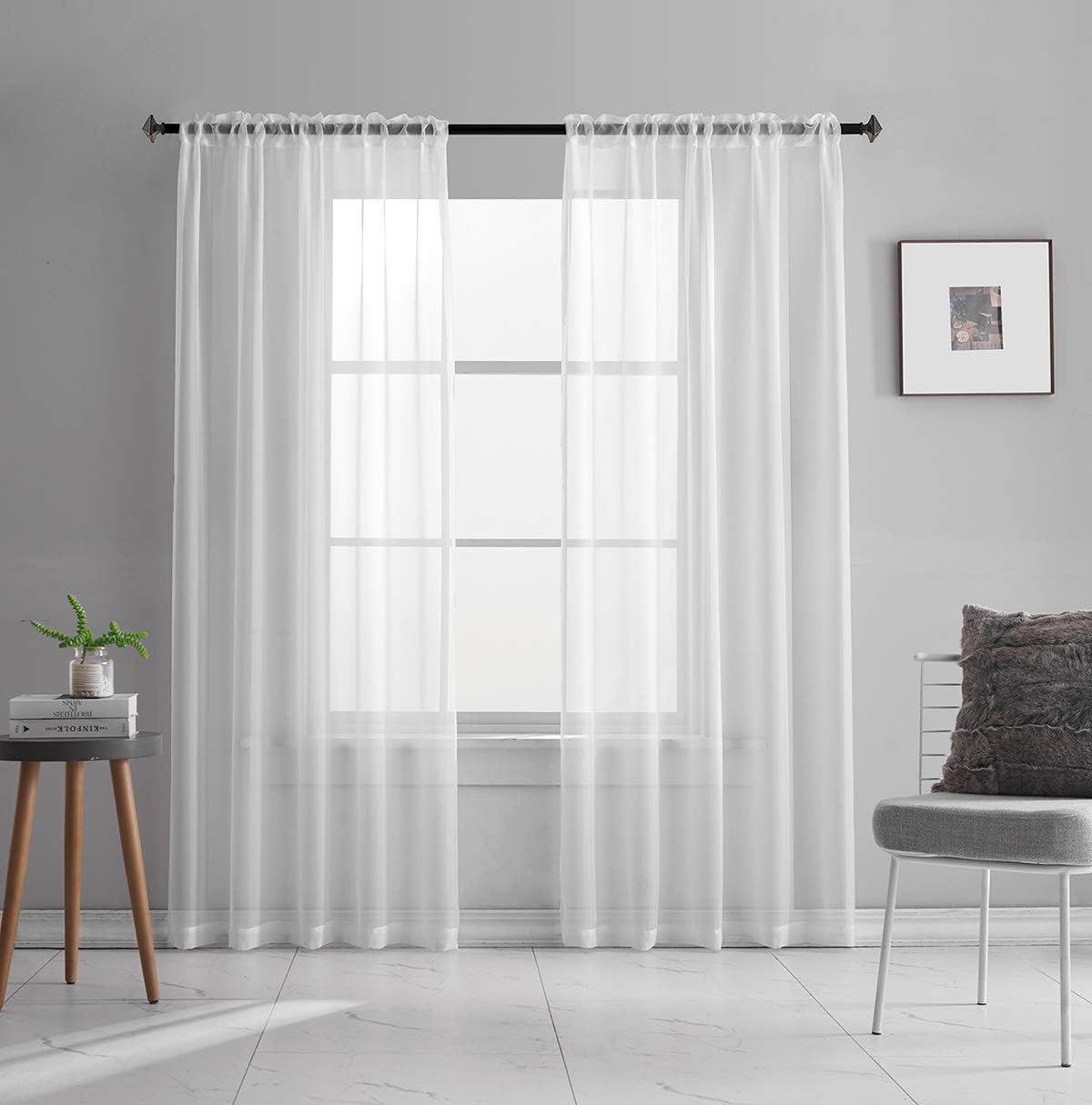 Light Yellow Sheer Voile Curtains Translucent Solid Color Window Treatment 63 Inch Length Panels Rod Pocket Light Yellow Sheers for Bedroom Living Room 2 Panels 52x63