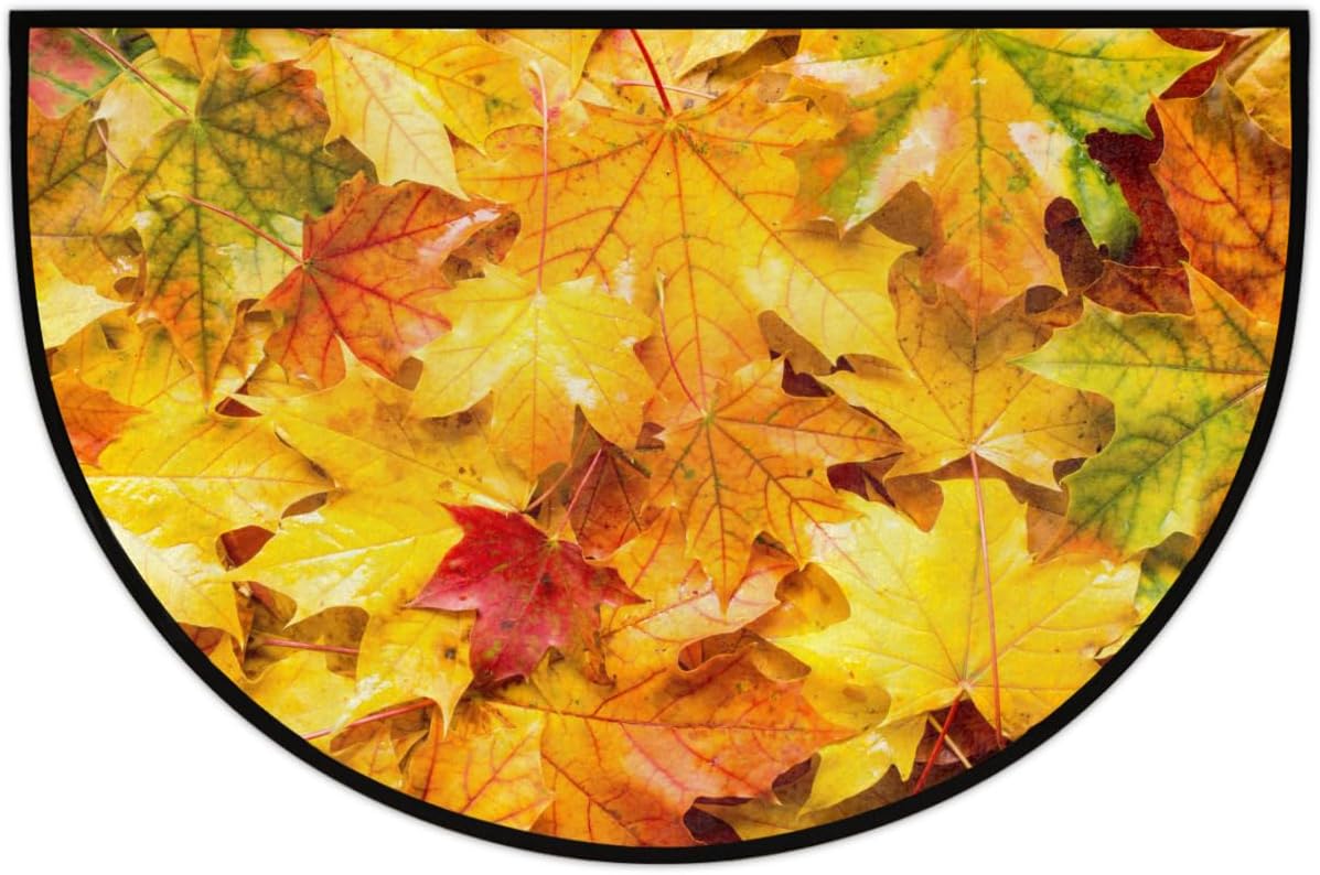 Pardick Boho Flower Half Round Doormat Ethnic Floral Semi Circle Area Rug Non Slip Indoor Outdoor Entrance Half Moon Rug Absorbent Durable Washable Front Floor Mat for Kitchen Bedroom Patio Fireplace