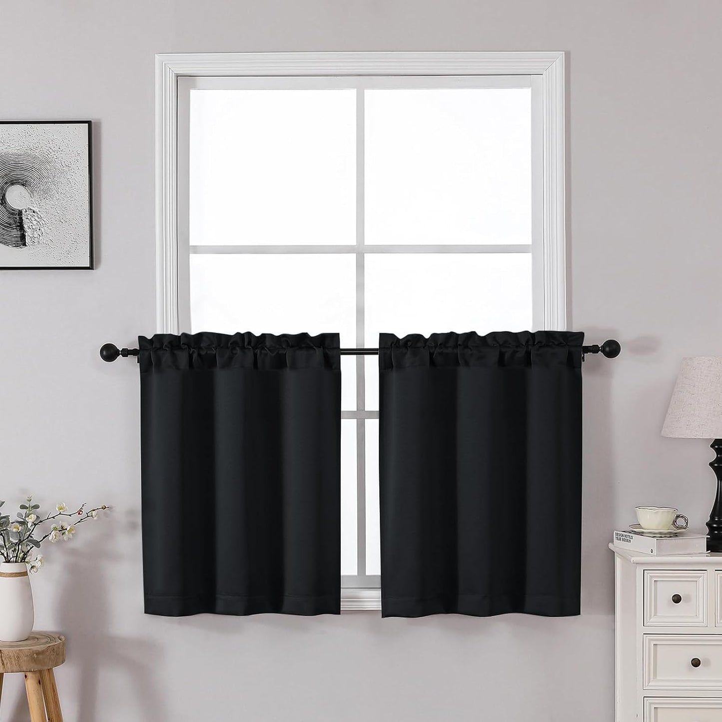 OWENIE Heidi Sage Green Curtains for Living Room 63 Inch Length 2 Panels Set, Light Filtering Solid Curtain for Bedroom, Rod Pocket Window Curtains & Drapes, 2 Pcs Each 40" W 63" L
