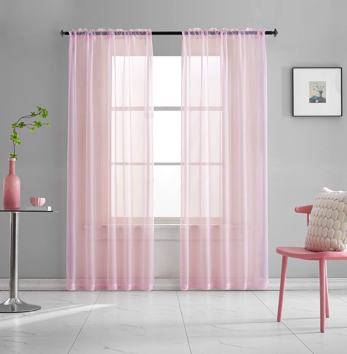 Light Yellow Sheer Voile Curtains Translucent Solid Color Window Treatment 63 Inch Length Panels Rod Pocket Light Yellow Sheers for Bedroom Living Room 2 Panels 52x63