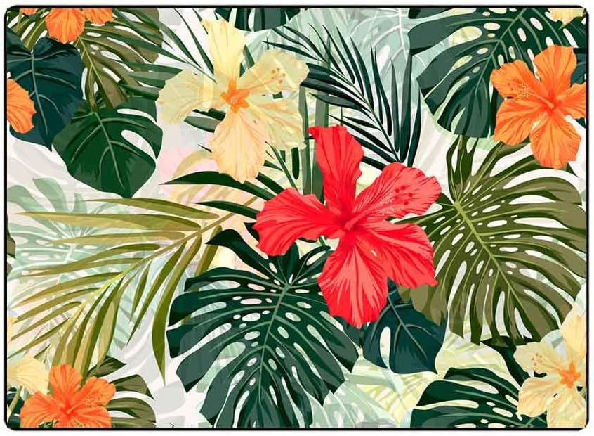 Collect Modern Carpets,Farmhouse Area Rug Summer Colorful Hawaiian Pattern Tropical Plants Hibiscus Flowers Traditional Carpet,Suitable for Living Room,Kitchen,Outdoor,5X7