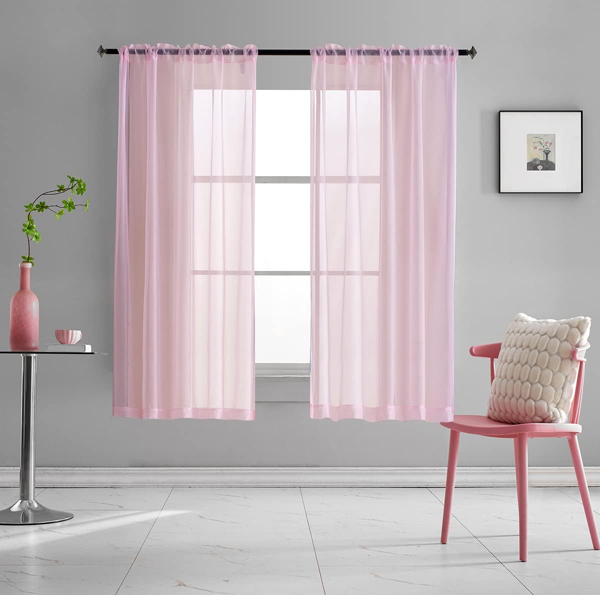 Light Yellow Sheer Voile Curtains Translucent Solid Color Window Treatment 63 Inch Length Panels Rod Pocket Light Yellow Sheers for Bedroom Living Room 2 Panels 52x63