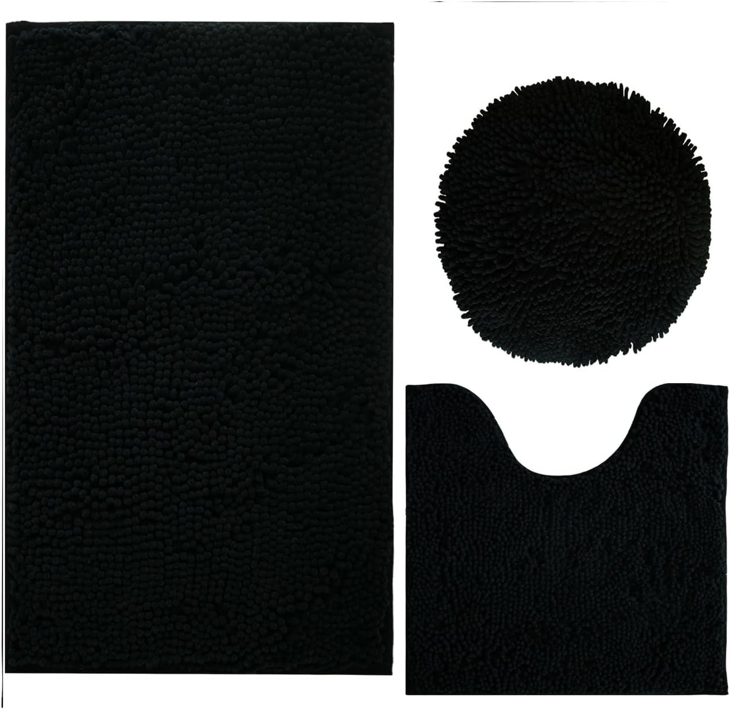 Bathroom Rugs Sets 3 Piece Non Slip,Bath Rugs with PVC Backing Bath Carpet,Bathroom Rug Washable,Absorbent,Plush Carpet Mats,Bath Mats for Bedroom, Kitchen,Tub,Home Decor (Lavender)