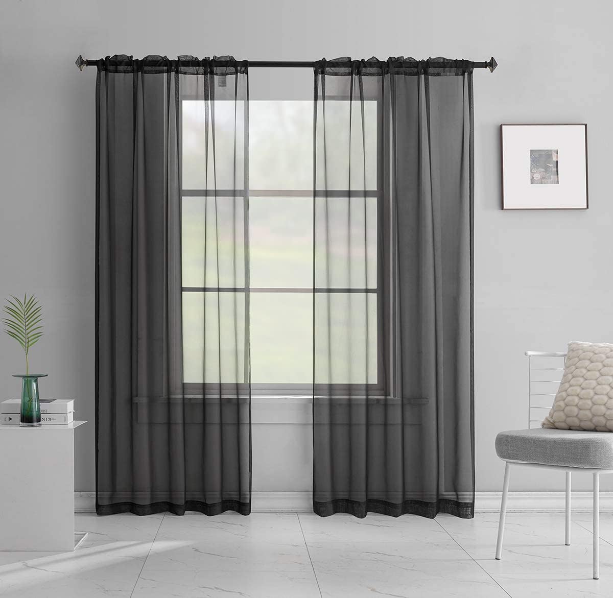 Light Yellow Sheer Voile Curtains Translucent Solid Color Window Treatment 63 Inch Length Panels Rod Pocket Light Yellow Sheers for Bedroom Living Room 2 Panels 52x63