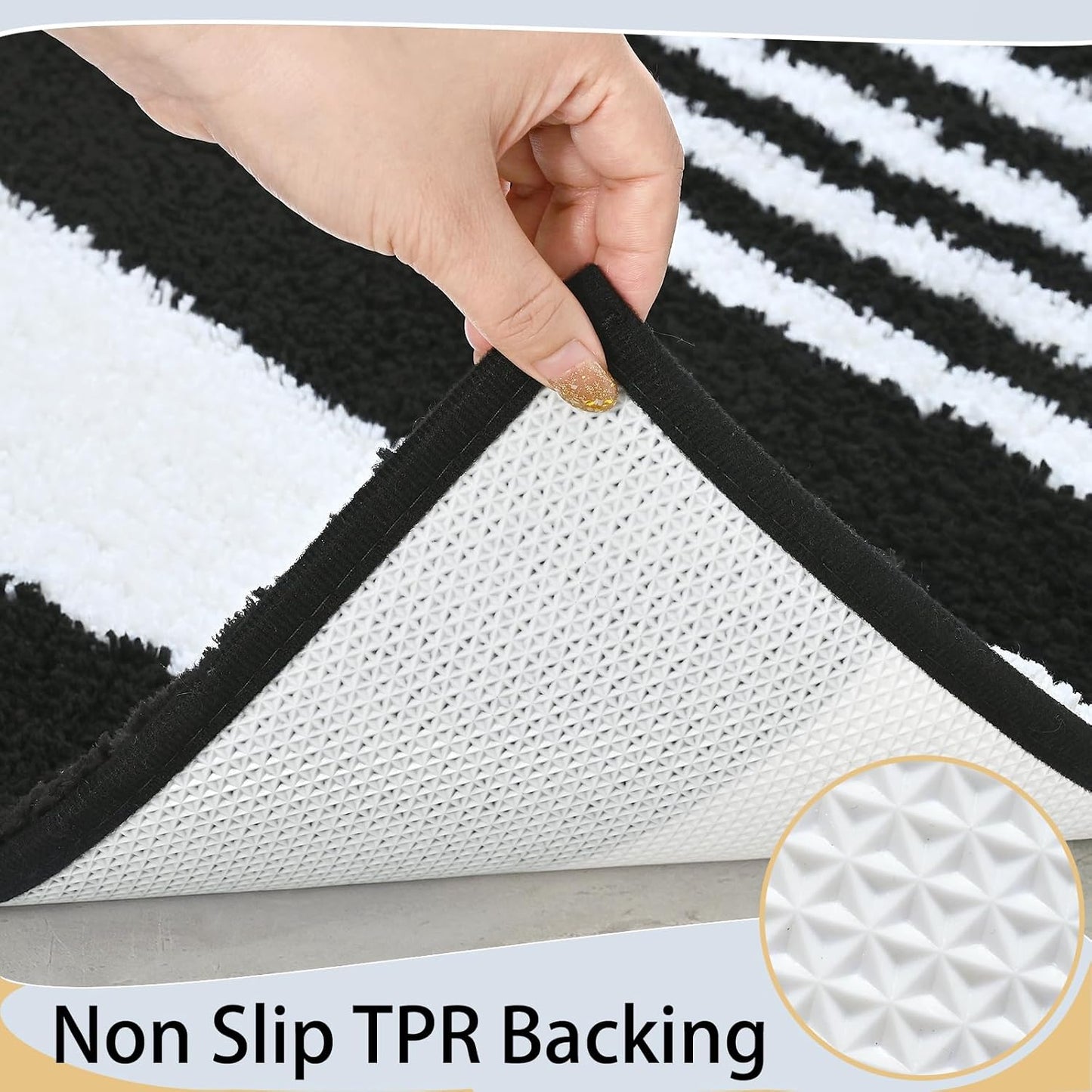 HOMORE Bathroom Runner Rug 24x60 Inch, Washable Non Slip Bathroom Rug Long Absorbent Bath Rugs for Bathrooms Quickly Dry, Black Plush Bath Mats for Sink Shower Floor