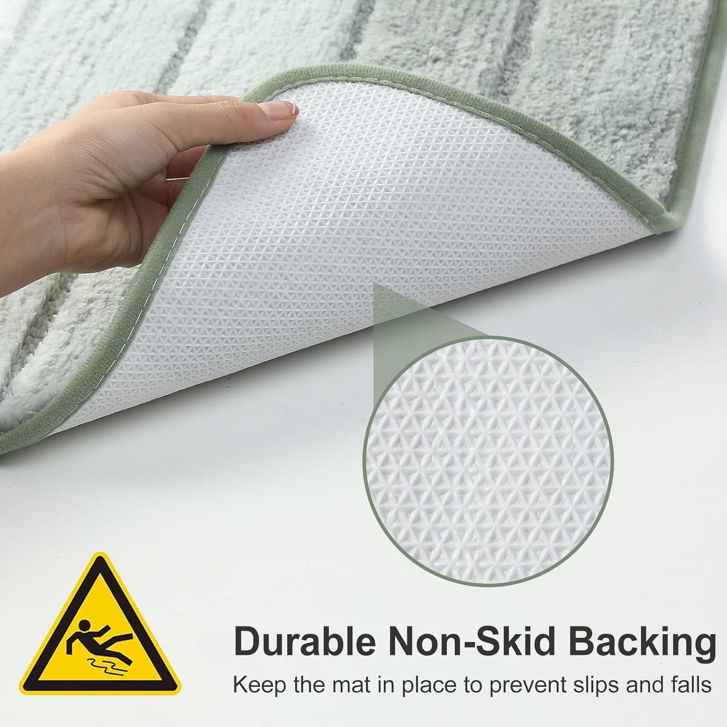 Kmson 2 Piece Ombre Bathroom Rugs Set, Non Slip, Quick Drying, Ultra Soft and Water Absorbent Bath Carpet for Bedroom Floor Living Room,Machine Washable Green