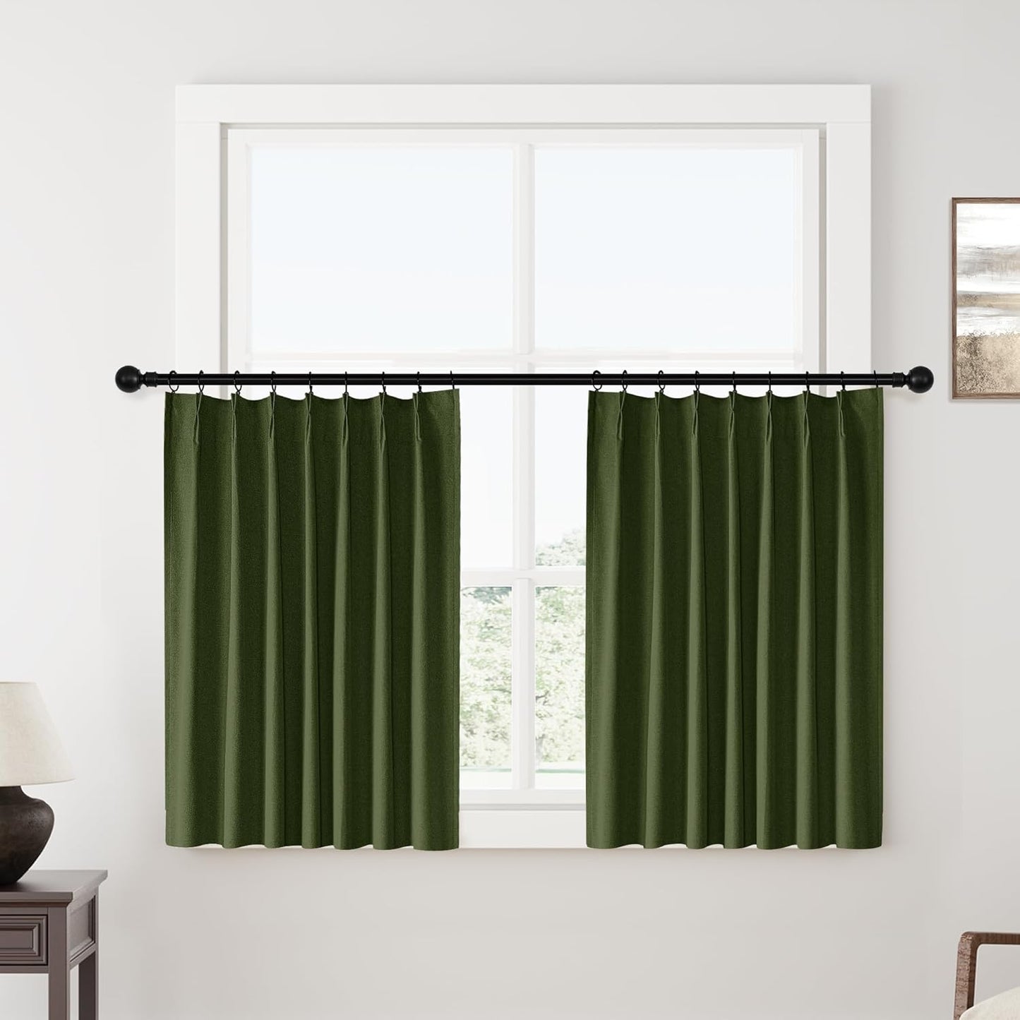 ChrisDowa Terracotta Pinch Pleated Blackout Linen Curtains 102 Inch Long 2 Panels for Living Room Bedroom Farmhouse Room darking Thermal Insulated Back Tab Hooks Rings Window Treatment Drapes,40x102
