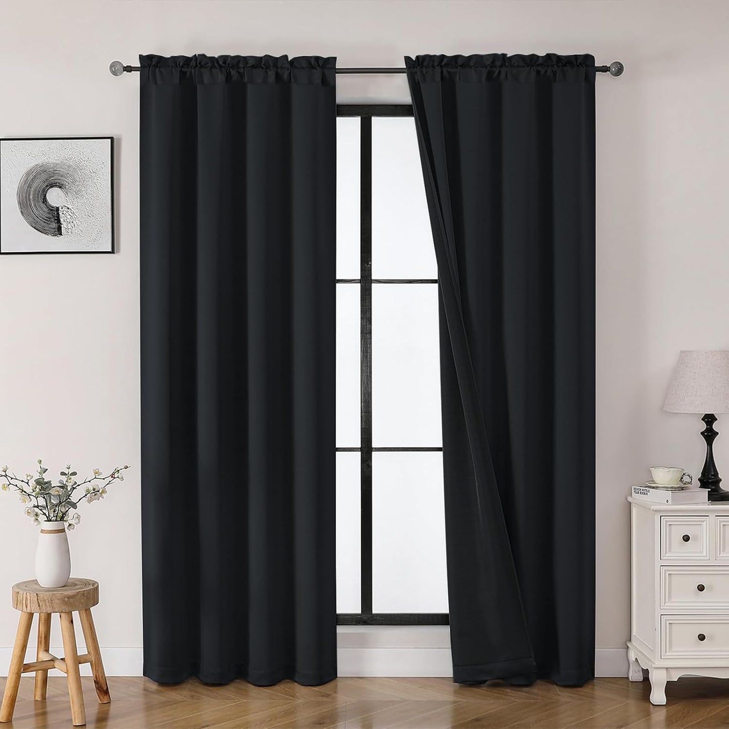 OWENIE Heidi Sage Green Curtains for Living Room 63 Inch Length 2 Panels Set, Light Filtering Solid Curtain for Bedroom, Rod Pocket Window Curtains & Drapes, 2 Pcs Each 40" W 63" L