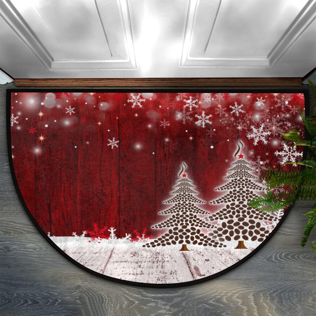 Pardick Boho Flower Half Round Doormat Ethnic Floral Semi Circle Area Rug Non Slip Indoor Outdoor Entrance Half Moon Rug Absorbent Durable Washable Front Floor Mat for Kitchen Bedroom Patio Fireplace