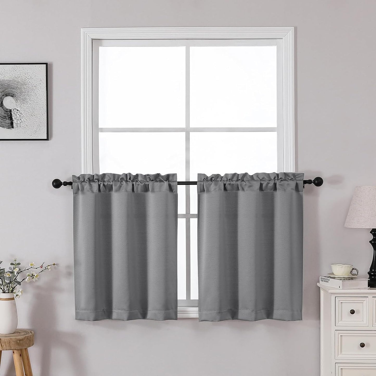 OWENIE Heidi Sage Green Curtains for Living Room 63 Inch Length 2 Panels Set, Light Filtering Solid Curtain for Bedroom, Rod Pocket Window Curtains & Drapes, 2 Pcs Each 40" W 63" L