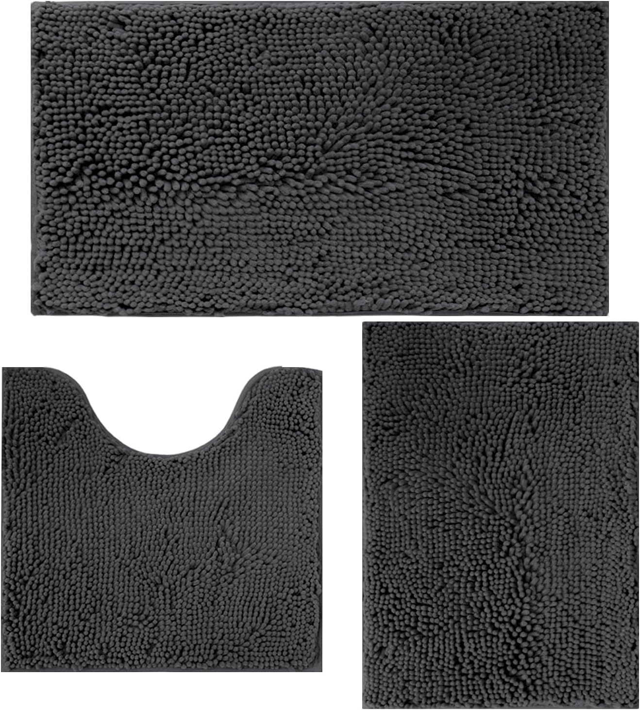 Bathroom Rugs Sets 3 Piece Non Slip,Bath Rugs with PVC Backing Bath Carpet,Bathroom Rug Washable,Absorbent,Plush Carpet Mats,Bath Mats for Bedroom, Kitchen,Tub,Home Decor (Lavender)
