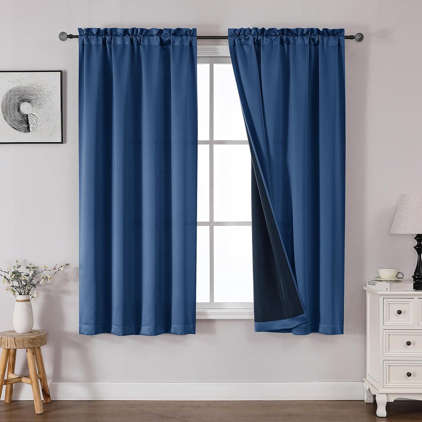 OWENIE Heidi Sage Green Curtains for Living Room 63 Inch Length 2 Panels Set, Light Filtering Solid Curtain for Bedroom, Rod Pocket Window Curtains & Drapes, 2 Pcs Each 40" W 63" L