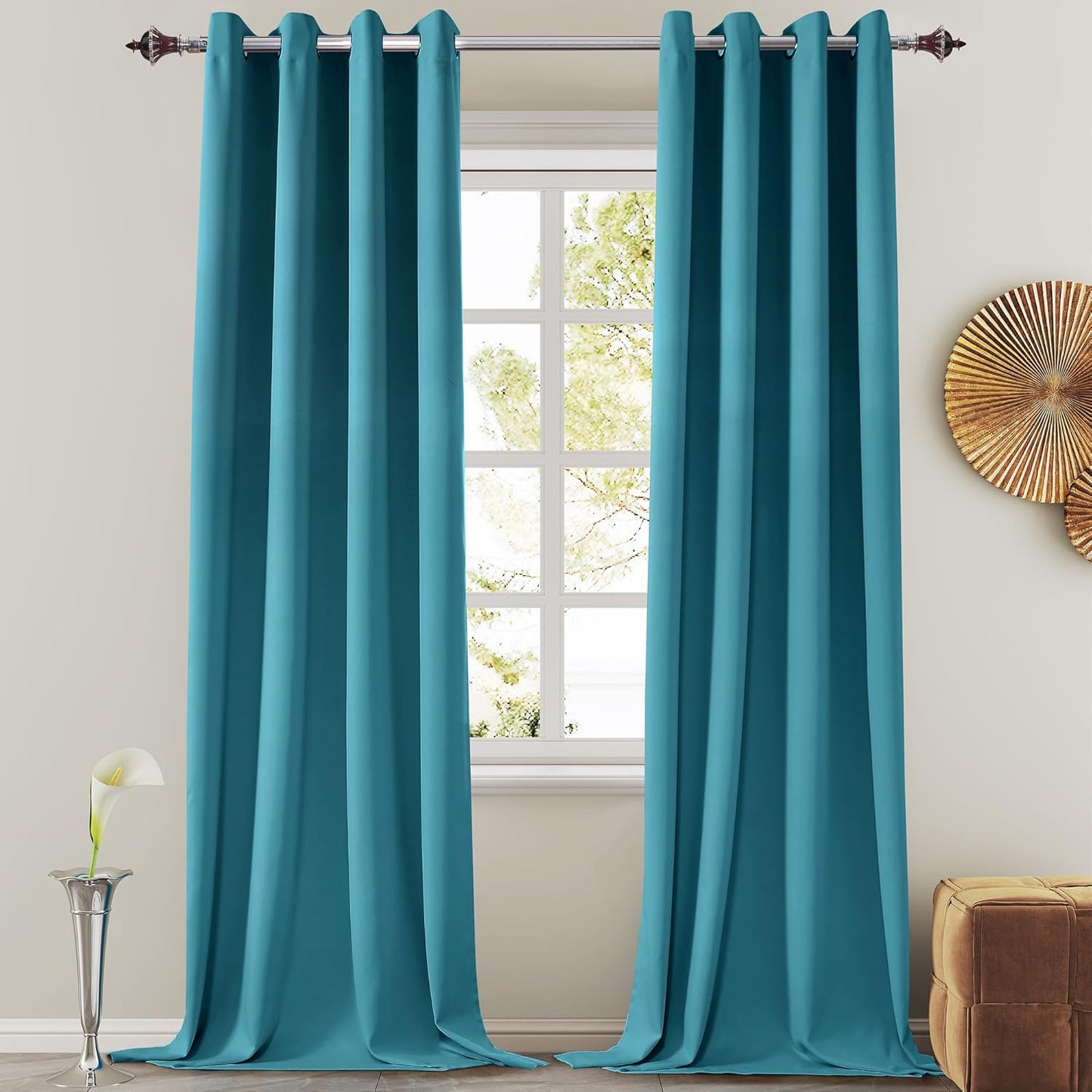 108 Inches Beige Blackout Curtains Room Darkening Thermal Insulated Drapes Grommet Top Light Blocking Curtain for Living Room Bedroom (2 Panels, W52 x L108 Inch, Beige Cream)