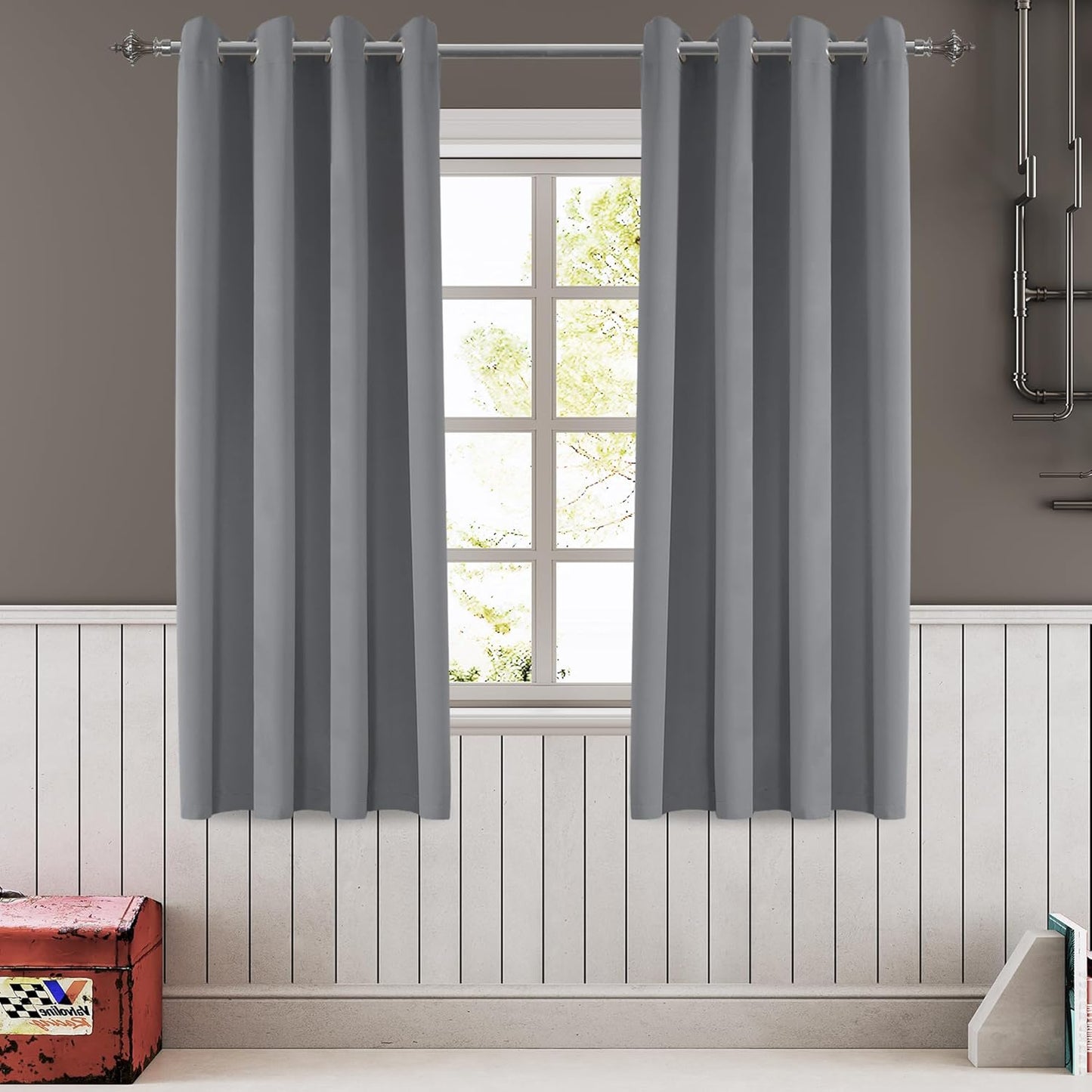 108 Inches Beige Blackout Curtains Room Darkening Thermal Insulated Drapes Grommet Top Light Blocking Curtain for Living Room Bedroom (2 Panels, W52 x L108 Inch, Beige Cream)