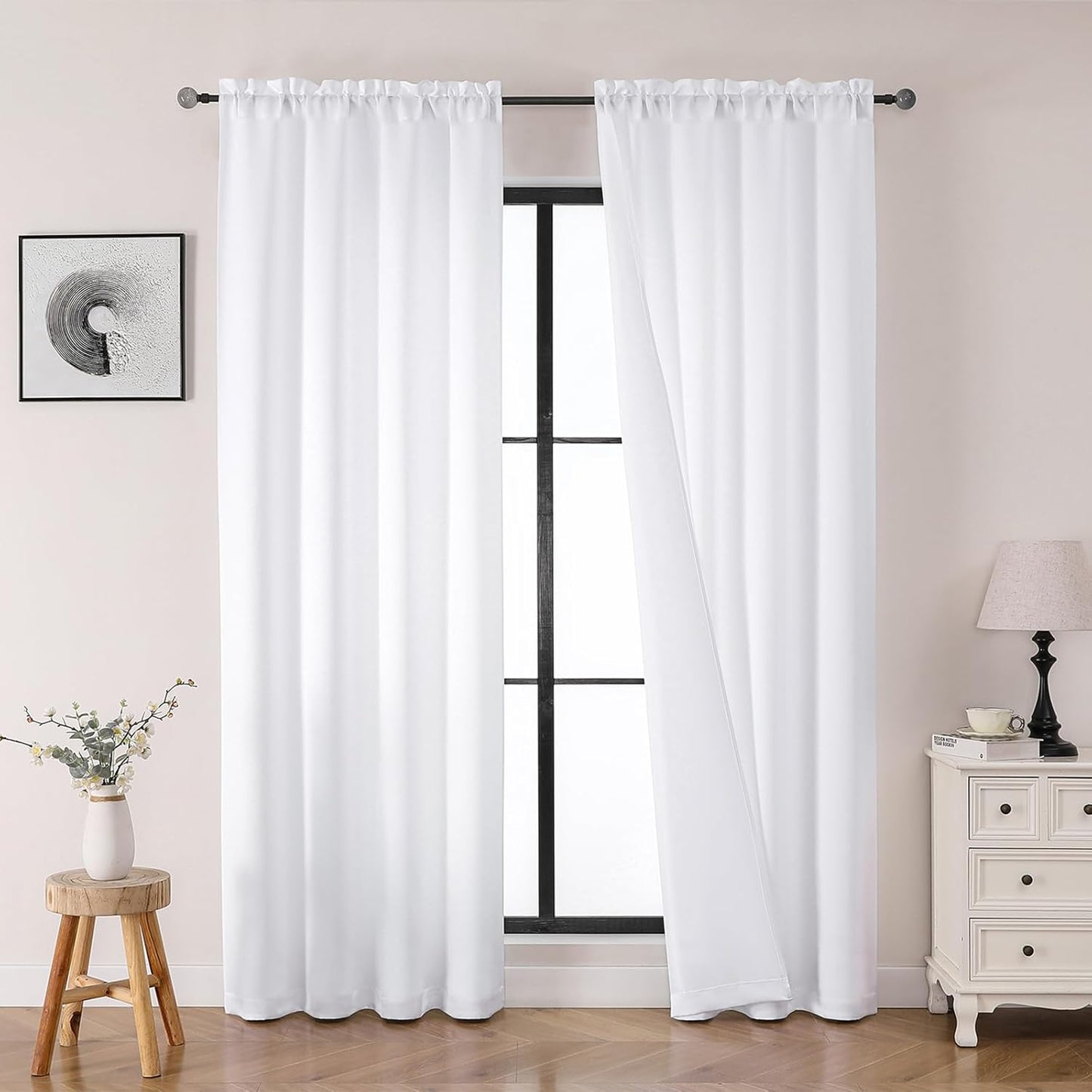 OWENIE Heidi Sage Green Curtains for Living Room 63 Inch Length 2 Panels Set, Light Filtering Solid Curtain for Bedroom, Rod Pocket Window Curtains & Drapes, 2 Pcs Each 40" W 63" L