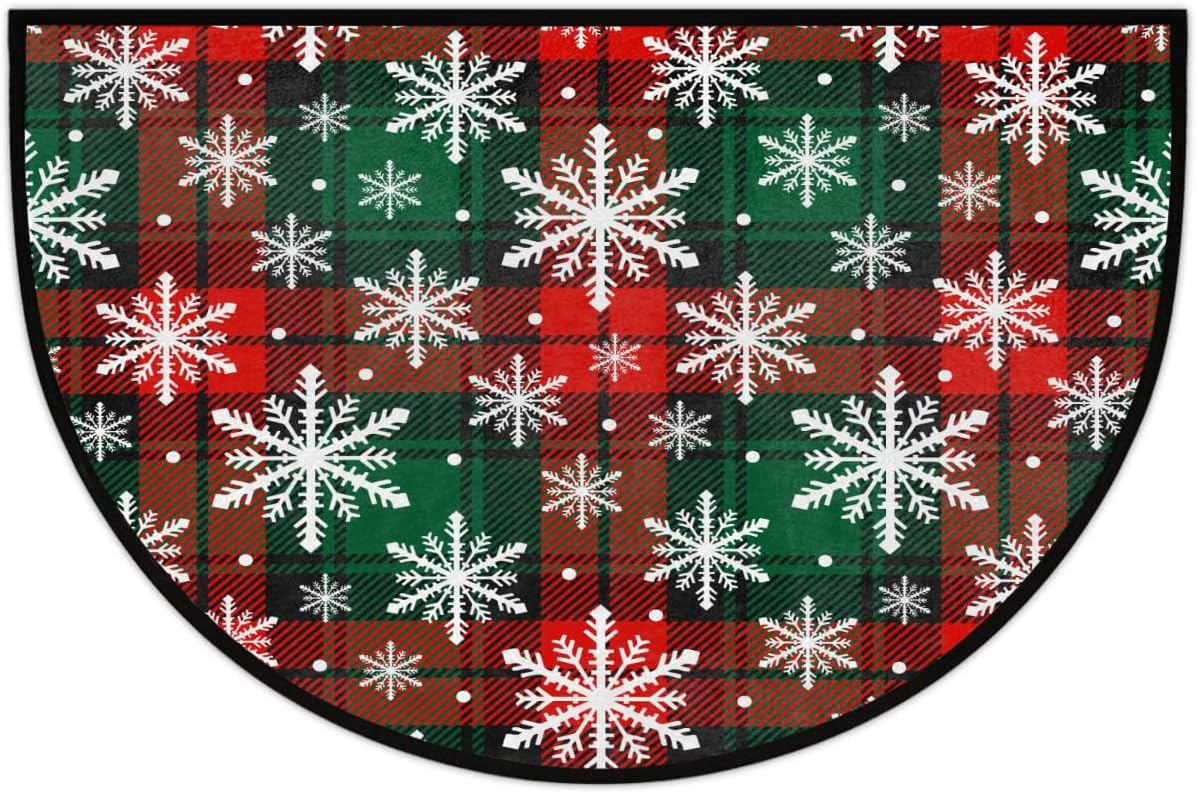 Pardick Boho Flower Half Round Doormat Ethnic Floral Semi Circle Area Rug Non Slip Indoor Outdoor Entrance Half Moon Rug Absorbent Durable Washable Front Floor Mat for Kitchen Bedroom Patio Fireplace