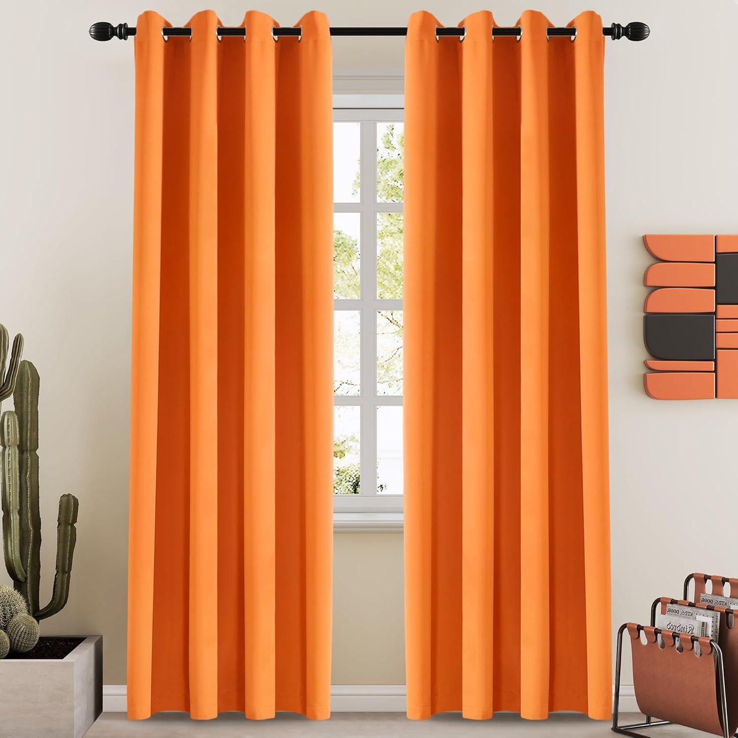 108 Inches Beige Blackout Curtains Room Darkening Thermal Insulated Drapes Grommet Top Light Blocking Curtain for Living Room Bedroom (2 Panels, W52 x L108 Inch, Beige Cream)