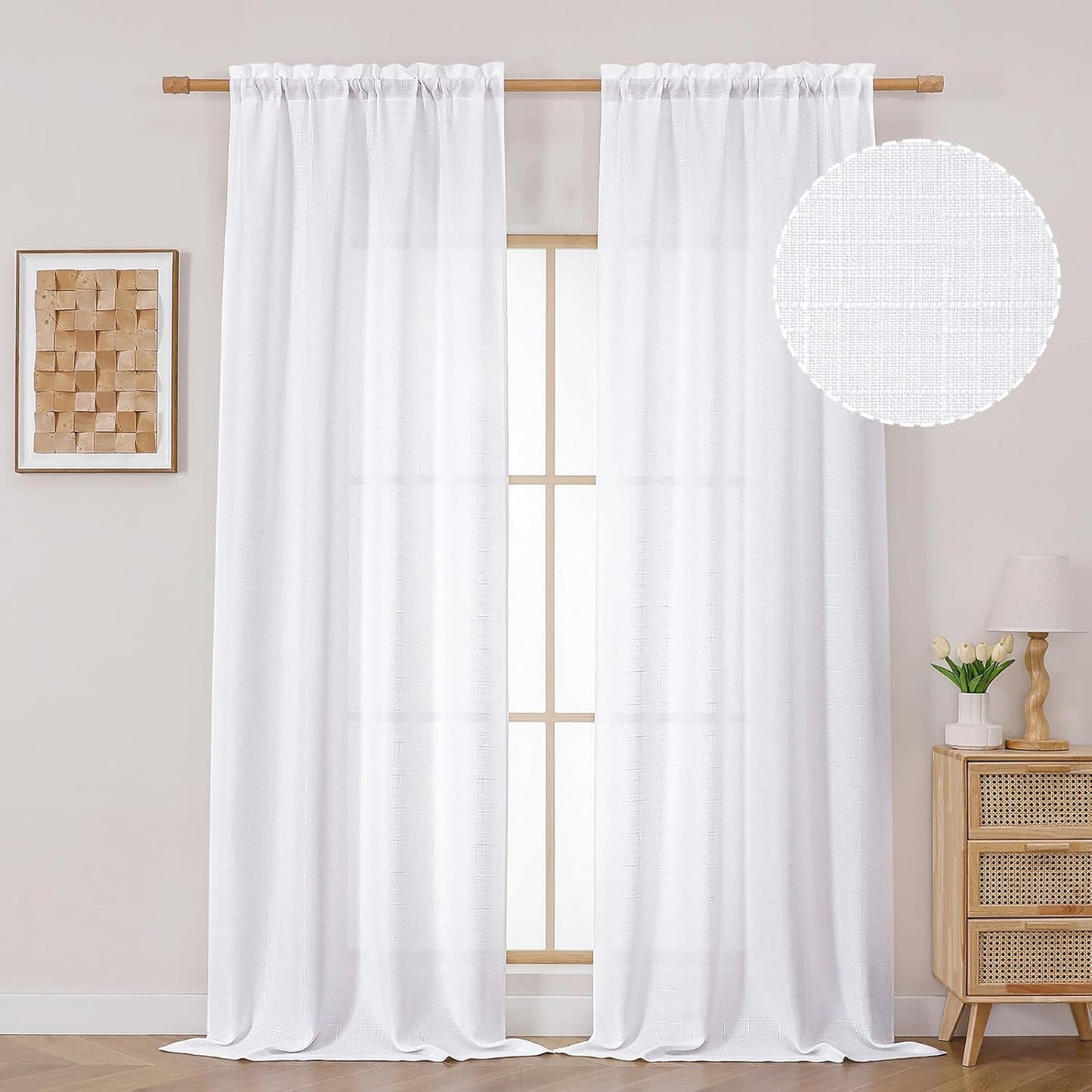 OVZME Light Grey Curtains 63 Inch Length 2 Panels, Faux Linen Textured Semi Light Filtering Drapes, Soft Airy Farmhouse Slub Window Curtains for Living Room Bedroom, Each 40x63 Inches