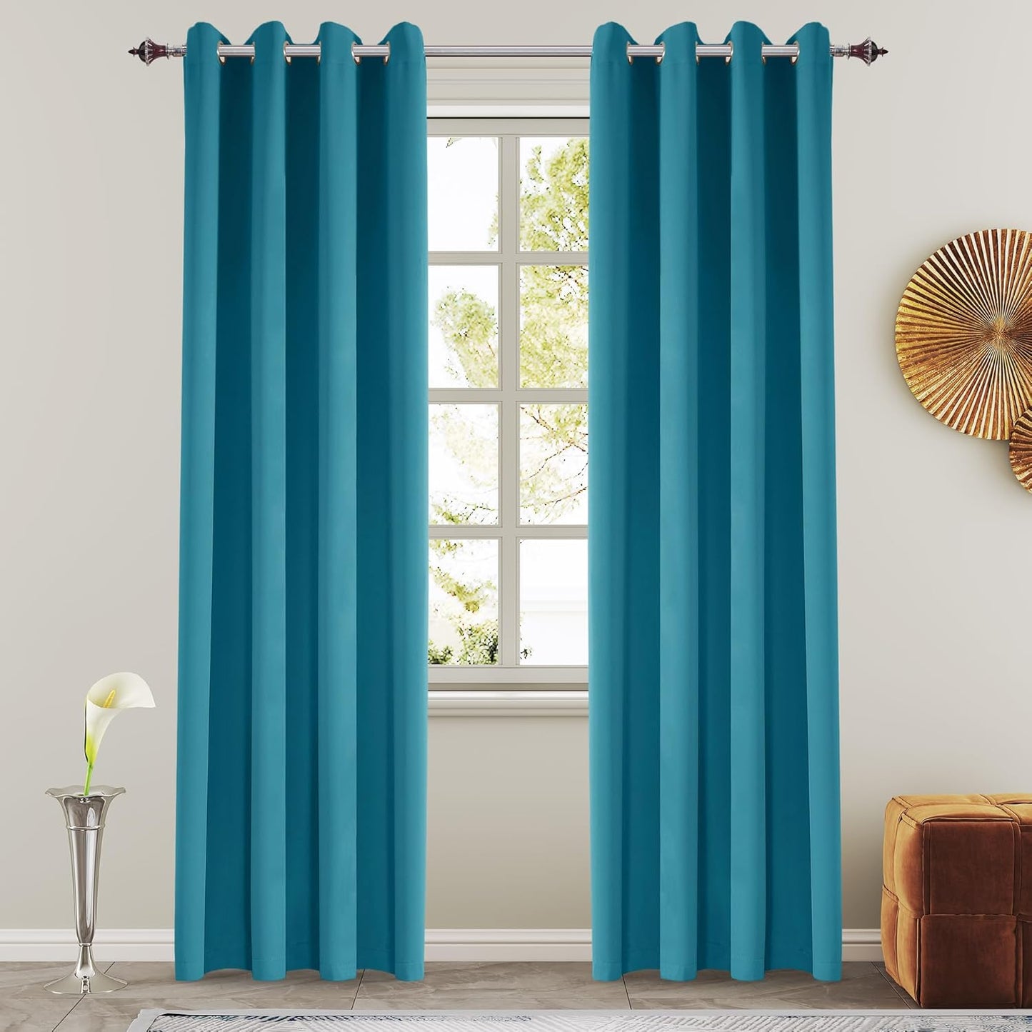 108 Inches Beige Blackout Curtains Room Darkening Thermal Insulated Drapes Grommet Top Light Blocking Curtain for Living Room Bedroom (2 Panels, W52 x L108 Inch, Beige Cream)