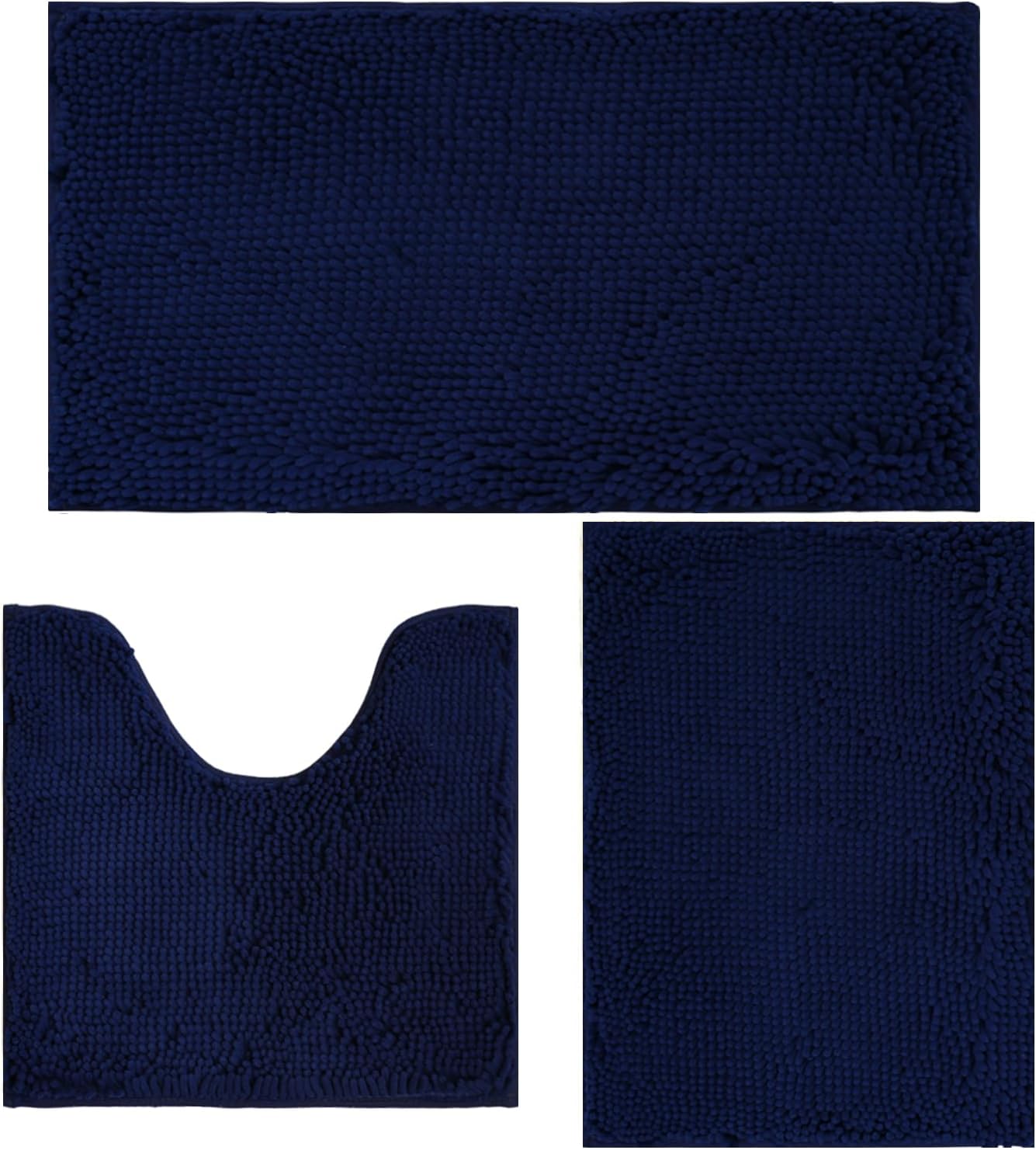 Bathroom Rugs Sets 3 Piece Non Slip,Bath Rugs with PVC Backing Bath Carpet,Bathroom Rug Washable,Absorbent,Plush Carpet Mats,Bath Mats for Bedroom, Kitchen,Tub,Home Decor (Lavender)