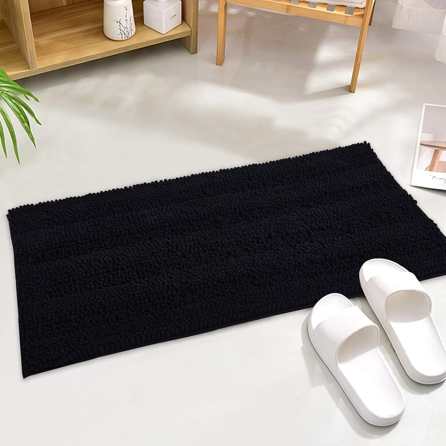 KGORGE Grey Bath Rugs - Soft Large Bathroom Rugs 60" x 24" Farmhouse Floor Cover Water Absorbent Bath Mat Shower Carpet for Toilet Door Way Kitchen Kids Baby, 1 Pc