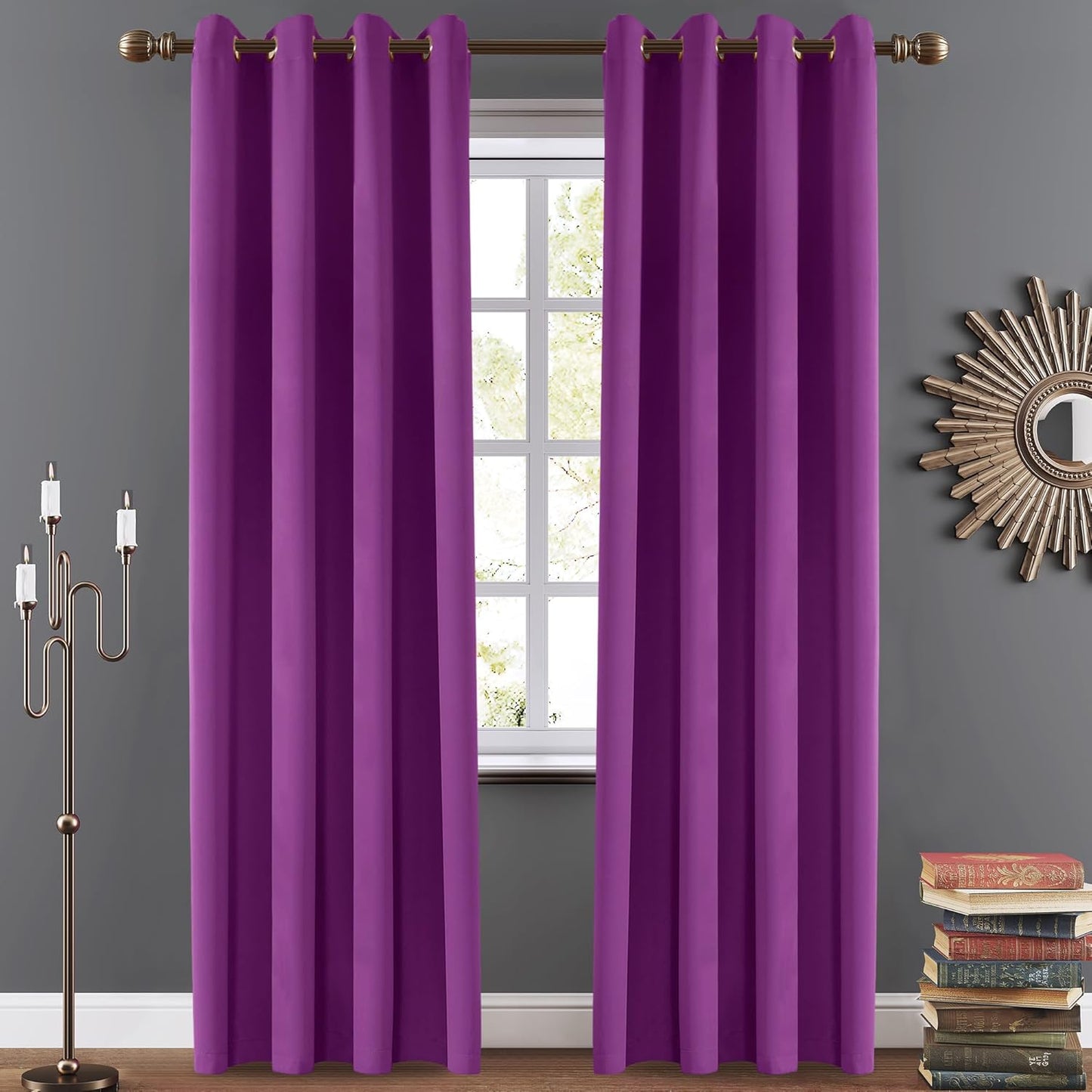 108 Inches Beige Blackout Curtains Room Darkening Thermal Insulated Drapes Grommet Top Light Blocking Curtain for Living Room Bedroom (2 Panels, W52 x L108 Inch, Beige Cream)