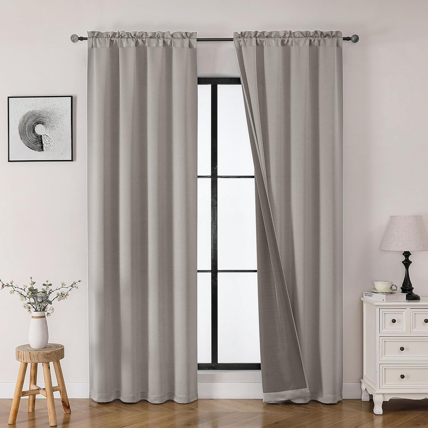 OWENIE Heidi Sage Green Curtains for Living Room 63 Inch Length 2 Panels Set, Light Filtering Solid Curtain for Bedroom, Rod Pocket Window Curtains & Drapes, 2 Pcs Each 40" W 63" L