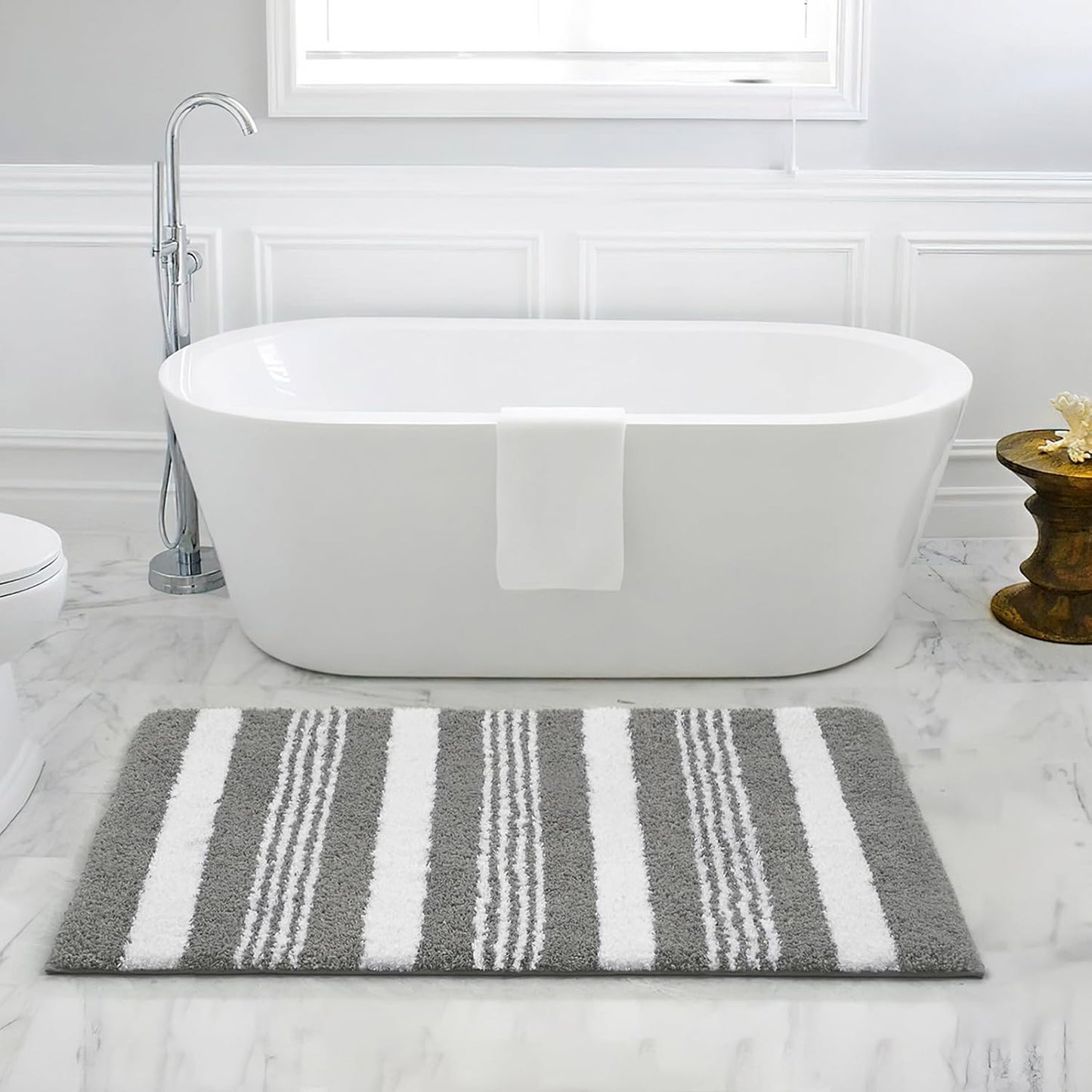 HOMORE Bathroom Runner Rug 24x60 Inch, Washable Non Slip Bathroom Rug Long Absorbent Bath Rugs for Bathrooms Quickly Dry, Black Plush Bath Mats for Sink Shower Floor