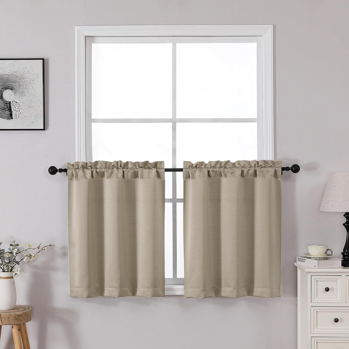 OWENIE Heidi Sage Green Curtains for Living Room 63 Inch Length 2 Panels Set, Light Filtering Solid Curtain for Bedroom, Rod Pocket Window Curtains & Drapes, 2 Pcs Each 40" W 63" L