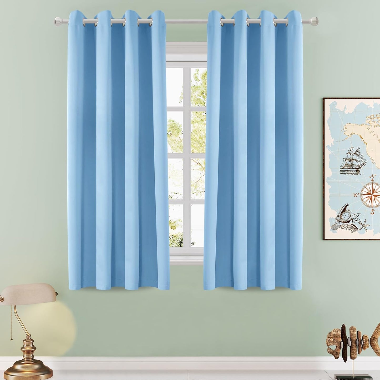 108 Inches Beige Blackout Curtains Room Darkening Thermal Insulated Drapes Grommet Top Light Blocking Curtain for Living Room Bedroom (2 Panels, W52 x L108 Inch, Beige Cream)