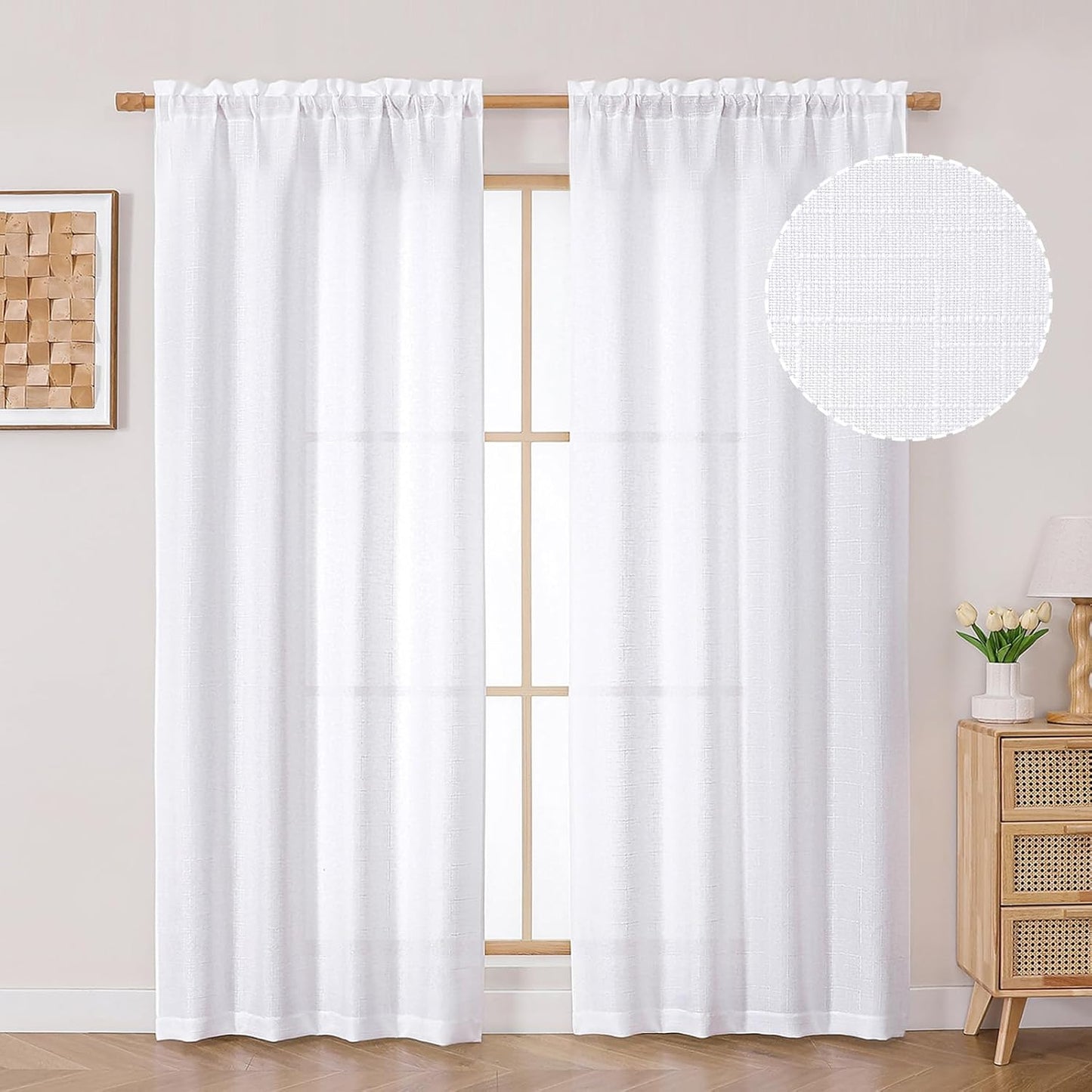 OVZME Light Grey Curtains 63 Inch Length 2 Panels, Faux Linen Textured Semi Light Filtering Drapes, Soft Airy Farmhouse Slub Window Curtains for Living Room Bedroom, Each 40x63 Inches