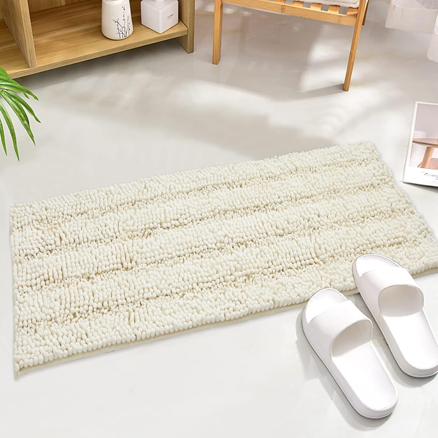 KGORGE Grey Bath Rugs - Soft Large Bathroom Rugs 60" x 24" Farmhouse Floor Cover Water Absorbent Bath Mat Shower Carpet for Toilet Door Way Kitchen Kids Baby, 1 Pc