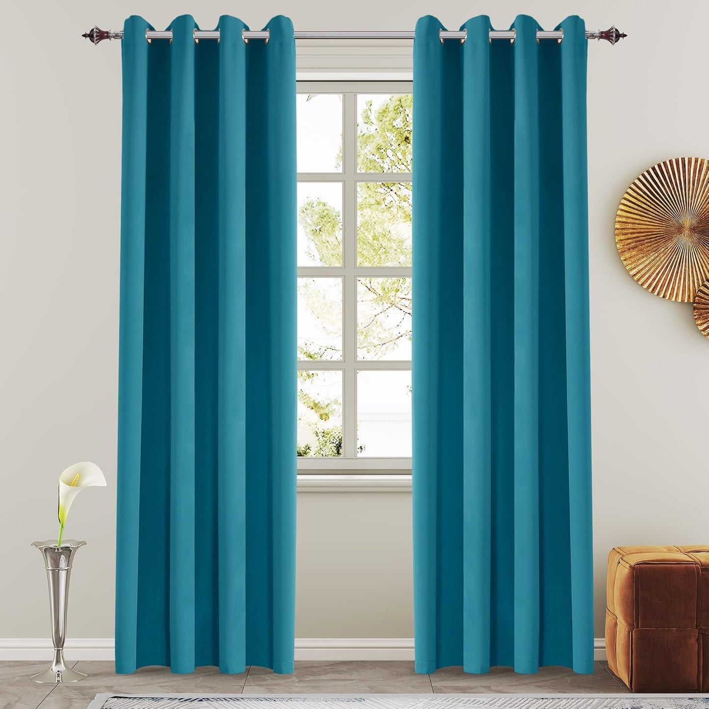 108 Inches Beige Blackout Curtains Room Darkening Thermal Insulated Drapes Grommet Top Light Blocking Curtain for Living Room Bedroom (2 Panels, W52 x L108 Inch, Beige Cream)