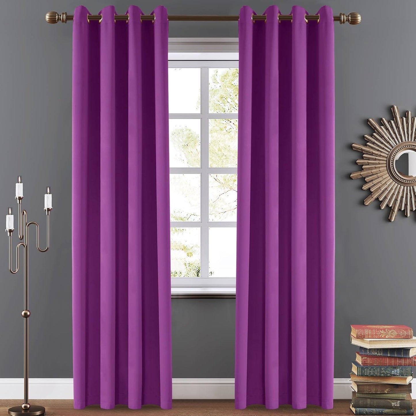 108 Inches Beige Blackout Curtains Room Darkening Thermal Insulated Drapes Grommet Top Light Blocking Curtain for Living Room Bedroom (2 Panels, W52 x L108 Inch, Beige Cream)