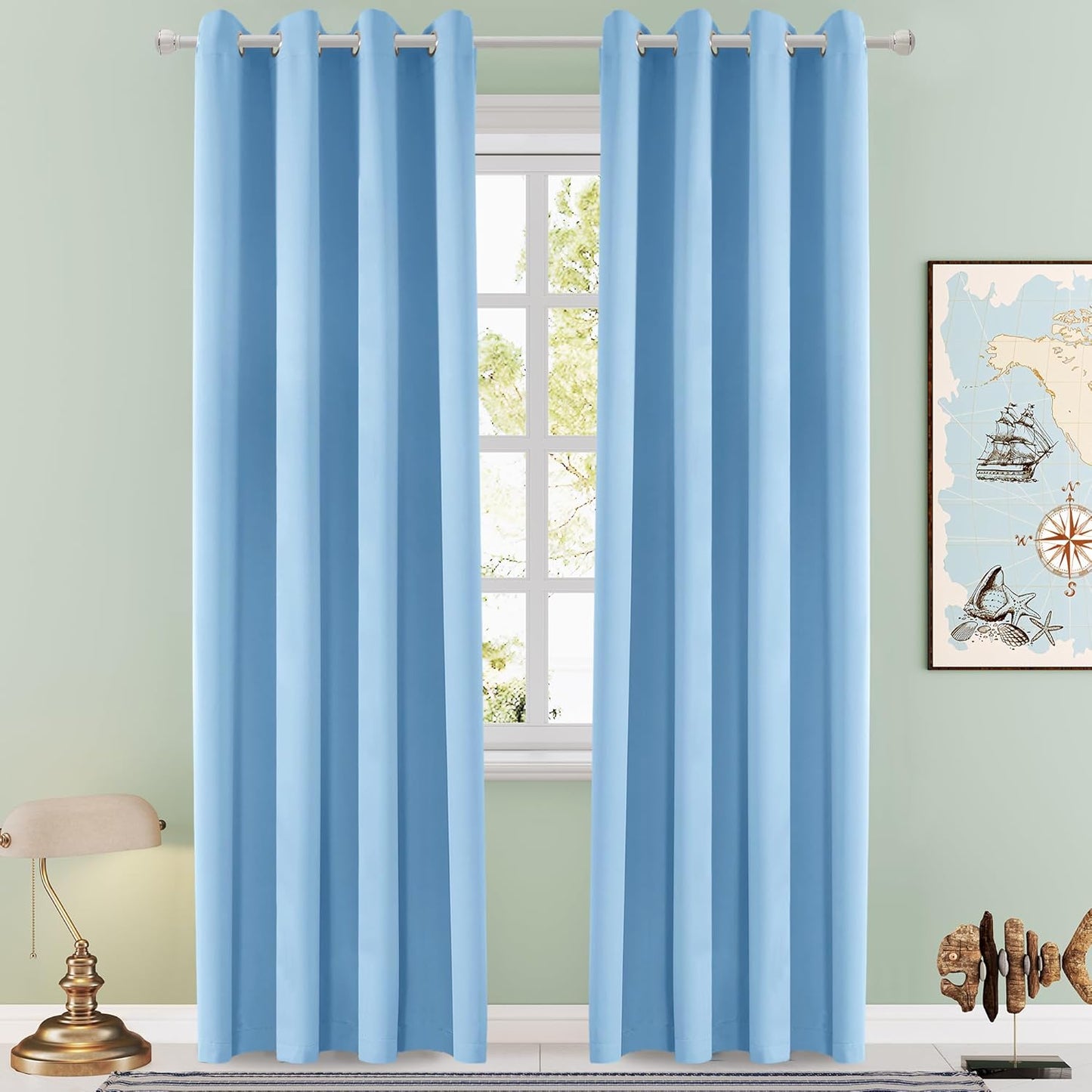 108 Inches Beige Blackout Curtains Room Darkening Thermal Insulated Drapes Grommet Top Light Blocking Curtain for Living Room Bedroom (2 Panels, W52 x L108 Inch, Beige Cream)