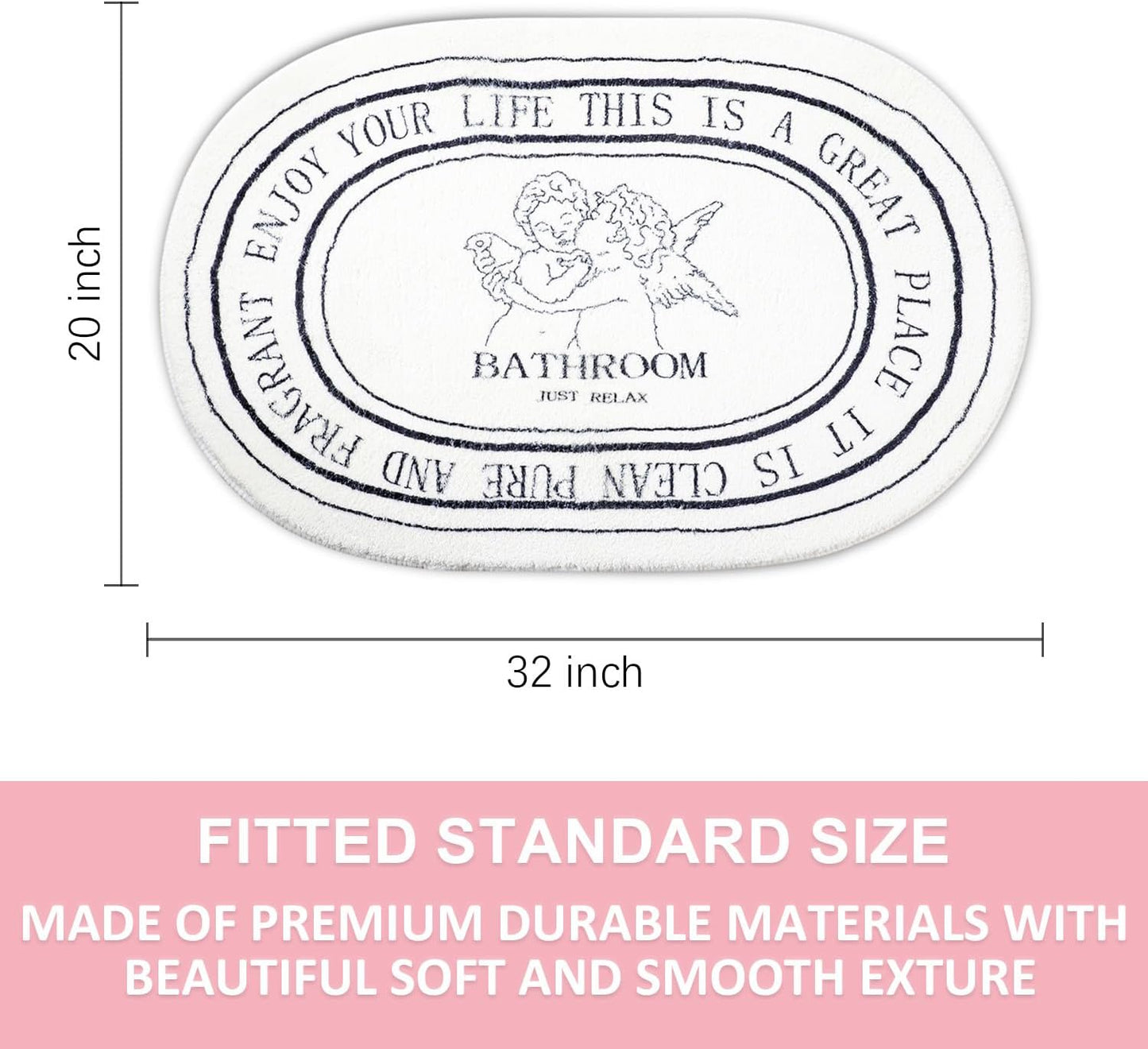 Black White Bathroom Rugs, Absorbent Soft Cute Bath Mat for Bathroom Floor, Non-Slip Microfiber Bath Rug for Shower Toilet Tub, Decor Plush Bathmat Carpets, 20 x 32 in