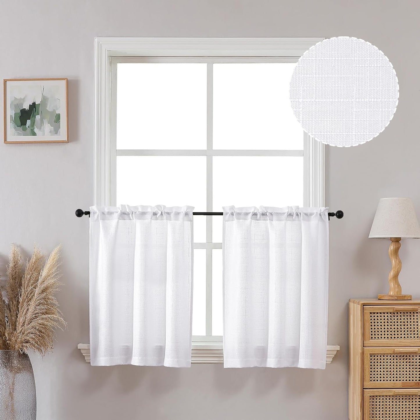OVZME Light Grey Curtains 63 Inch Length 2 Panels, Faux Linen Textured Semi Light Filtering Drapes, Soft Airy Farmhouse Slub Window Curtains for Living Room Bedroom, Each 40x63 Inches