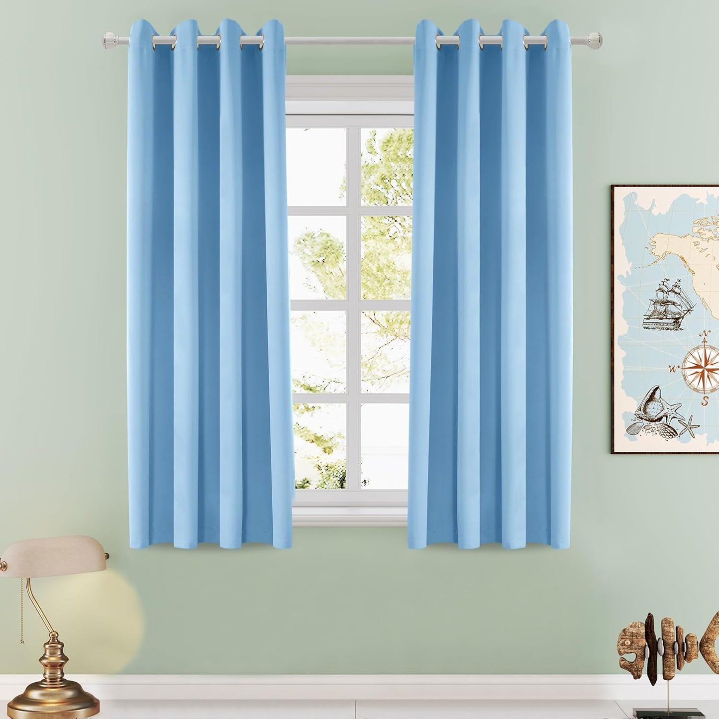 108 Inches Beige Blackout Curtains Room Darkening Thermal Insulated Drapes Grommet Top Light Blocking Curtain for Living Room Bedroom (2 Panels, W52 x L108 Inch, Beige Cream)