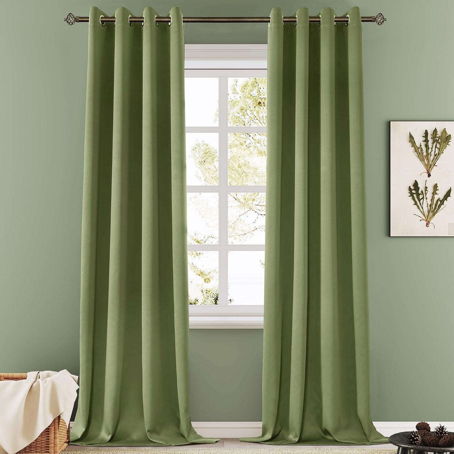 108 Inches Beige Blackout Curtains Room Darkening Thermal Insulated Drapes Grommet Top Light Blocking Curtain for Living Room Bedroom (2 Panels, W52 x L108 Inch, Beige Cream)