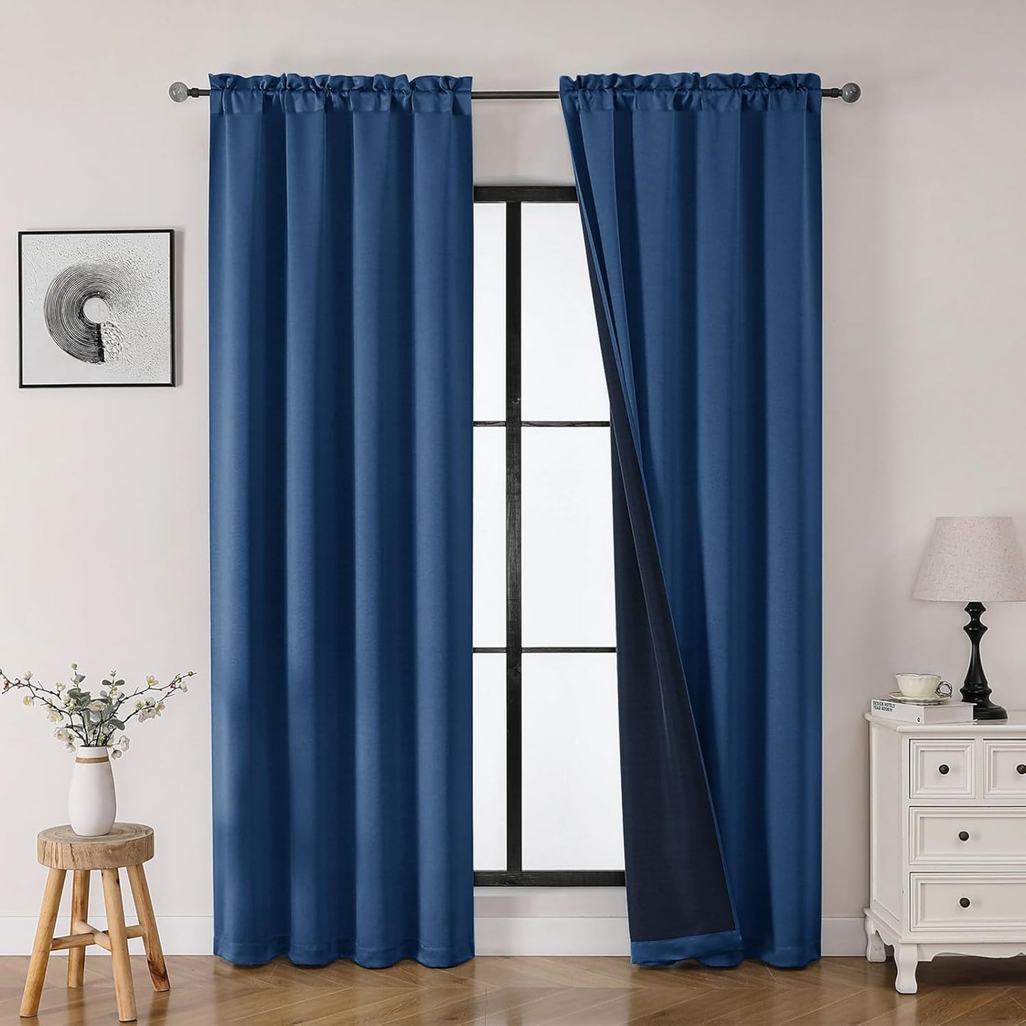 OWENIE Heidi Sage Green Curtains for Living Room 63 Inch Length 2 Panels Set, Light Filtering Solid Curtain for Bedroom, Rod Pocket Window Curtains & Drapes, 2 Pcs Each 40" W 63" L