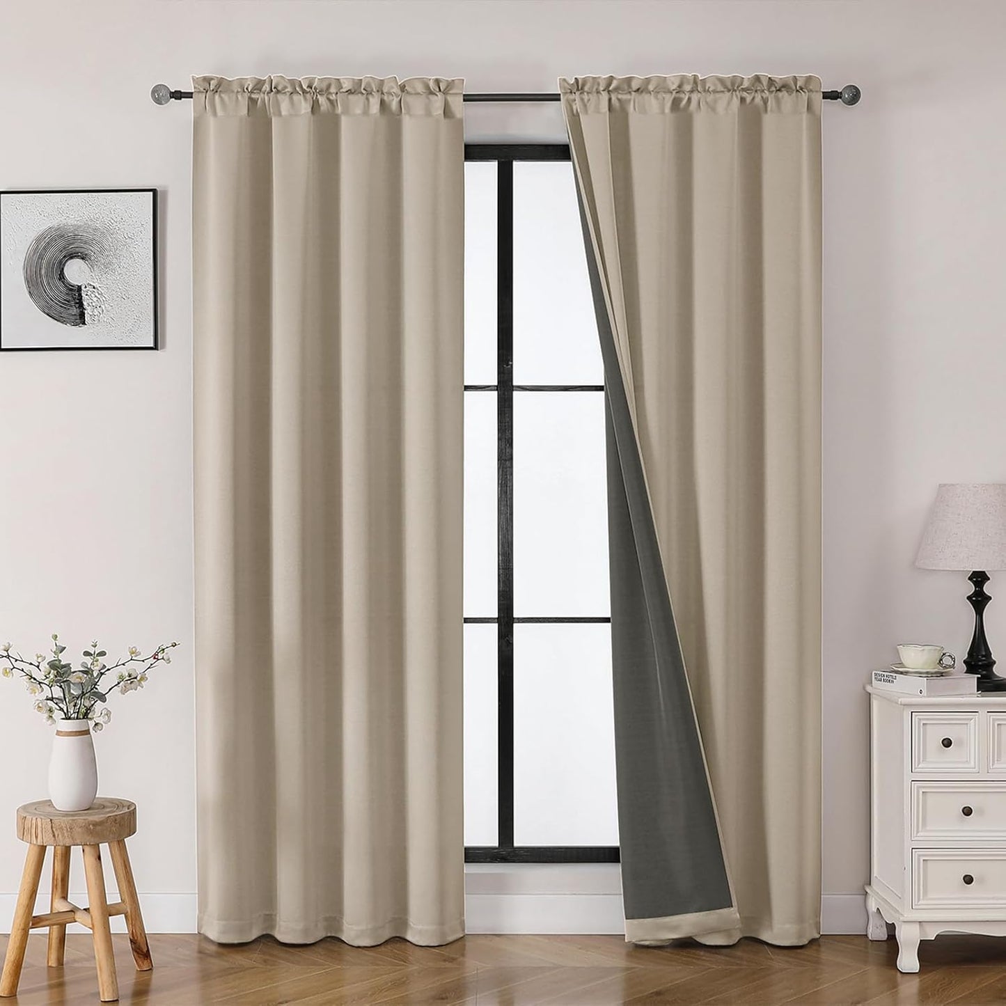 OWENIE Heidi Sage Green Curtains for Living Room 63 Inch Length 2 Panels Set, Light Filtering Solid Curtain for Bedroom, Rod Pocket Window Curtains & Drapes, 2 Pcs Each 40" W 63" L