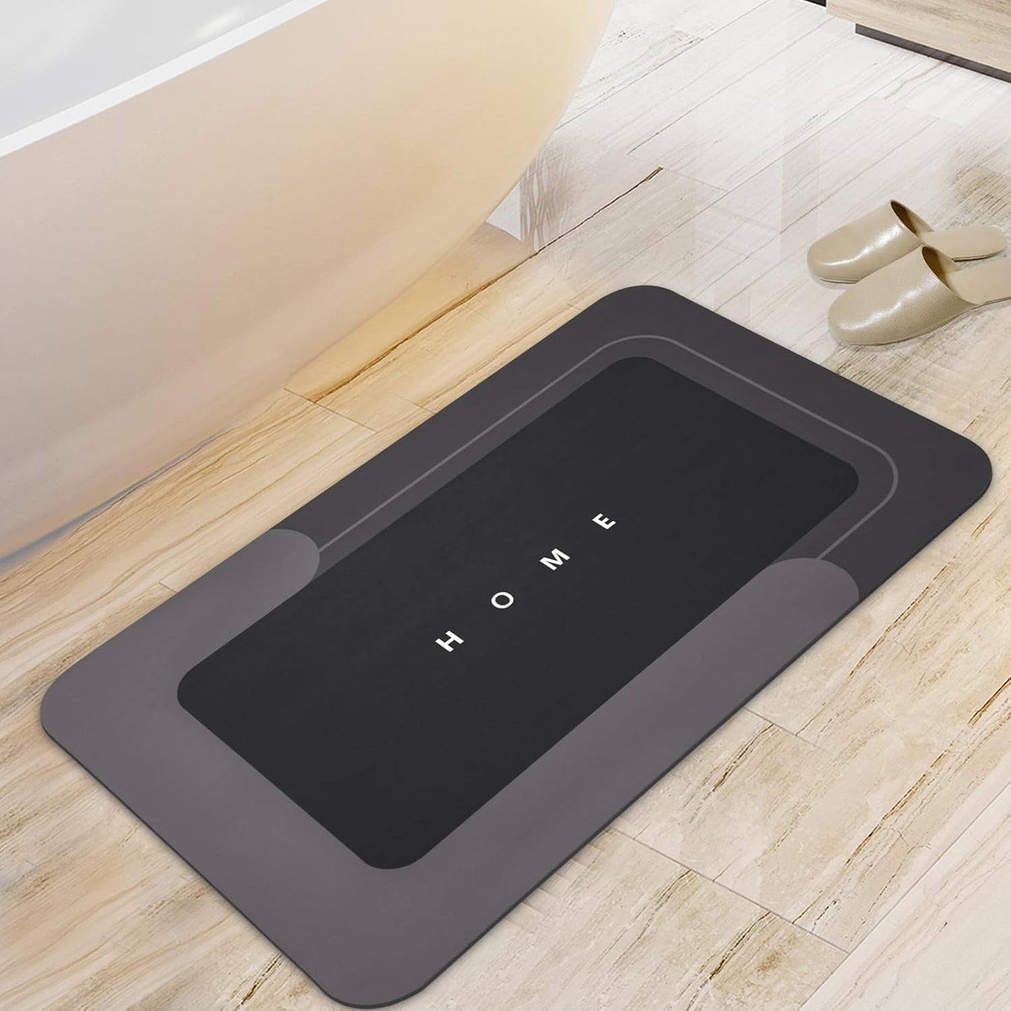 Housego 3PCS Absorbent Bath Mat Magic Rug Sets, Quick Drying Bath Mat Non-Slip Floor Rug Rubber Backed for Bathroom Kitchen Shower Sink (16.9''x23.6''+19.7''x23.6''+19.7''x31.9'', Black)